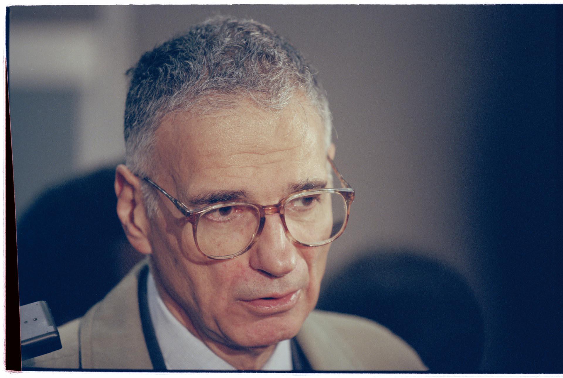 Image of Ralph Nader in Seattle during WTO protests,  December 3, 1999