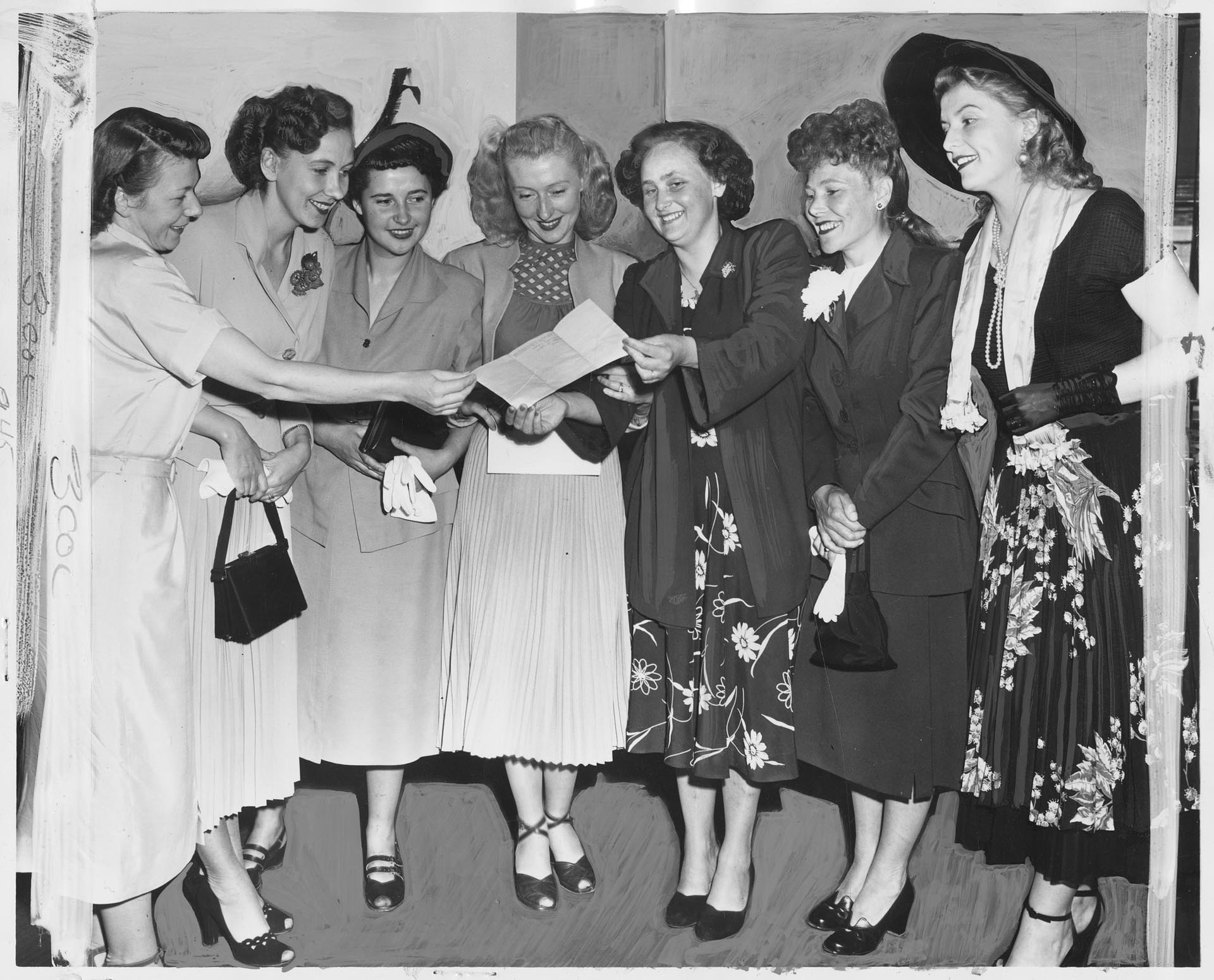 Image of German war brides holding U.S. citizenship papers, Seattle, June 18, 1951