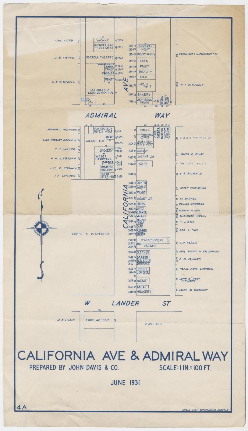 Image of California Ave & Admiral Way map, June 1931