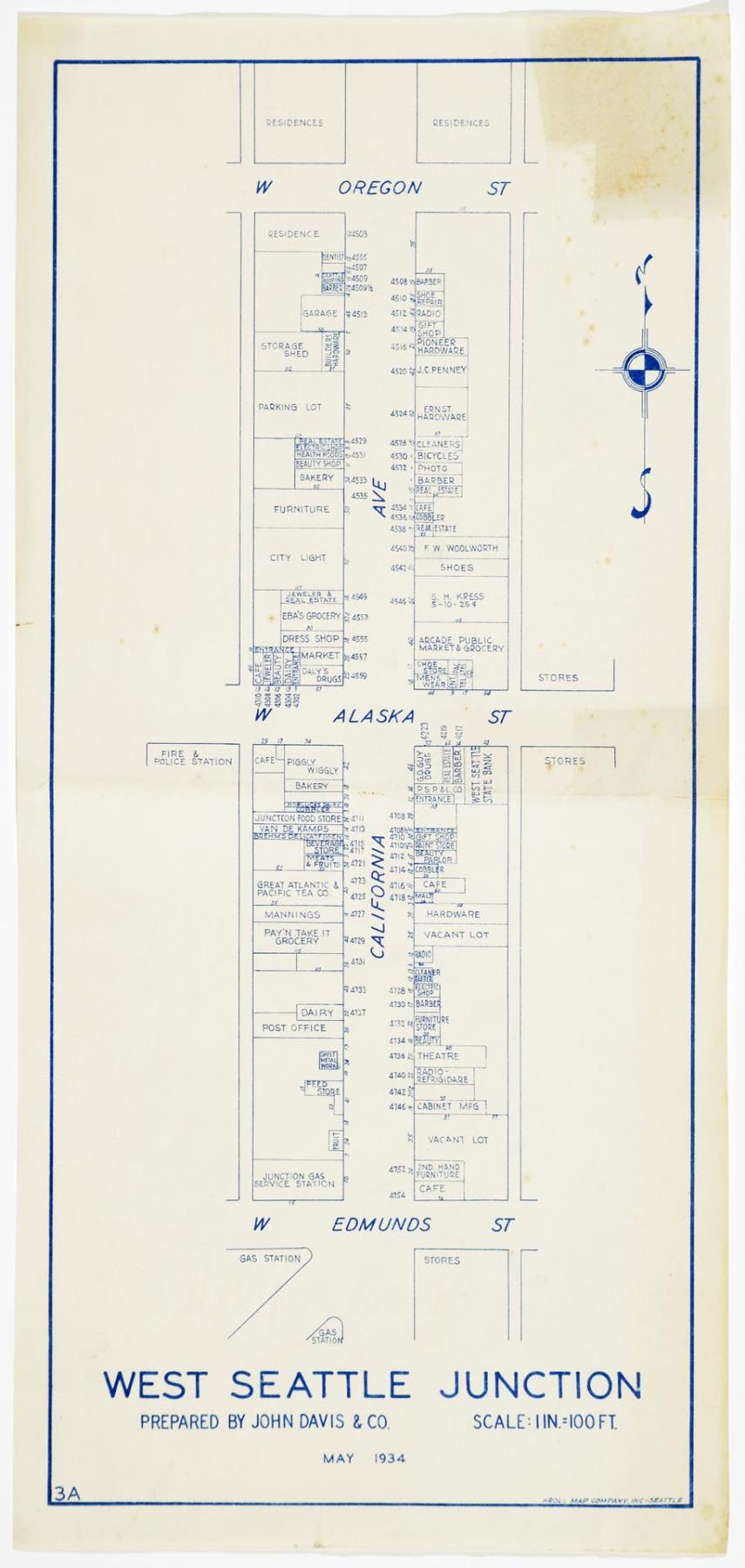 Image of West Seattle Junction map, May 1934