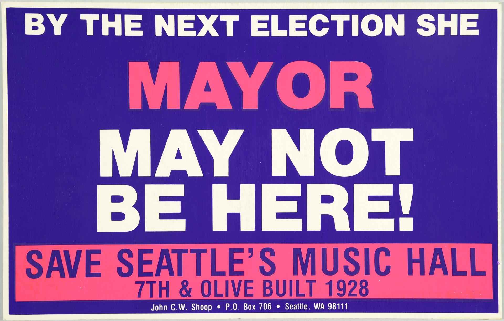 Image of Save Seattle's Music Hall poster, Seattle, circa 1990