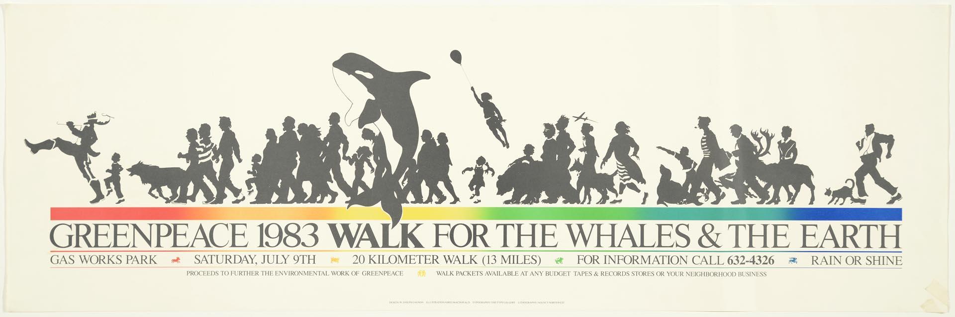 Image of Greenpeace Walk for the Whales & the Earth poster, Seattle, July 9, 1983