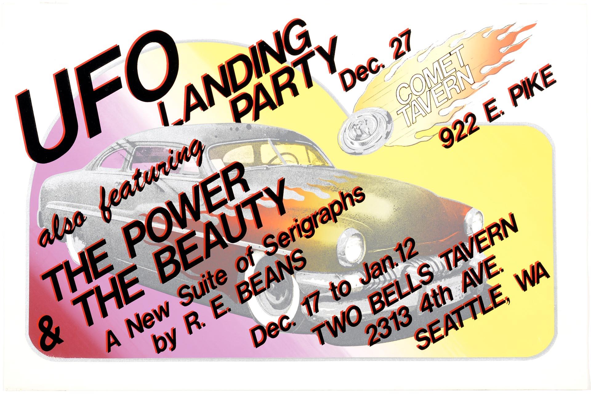 Image of Poster for UFO Landing Party and art exhibit, Seattle, 1984-1985