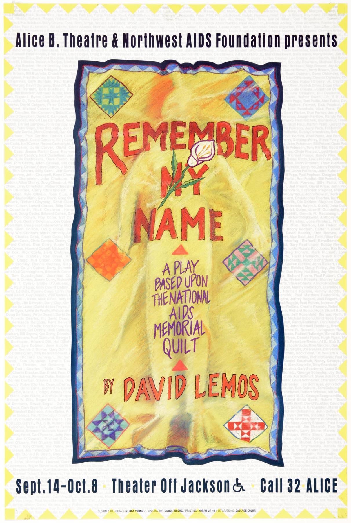 Image of Remember My Name poster, Seattle, September 14-October 8, 1989