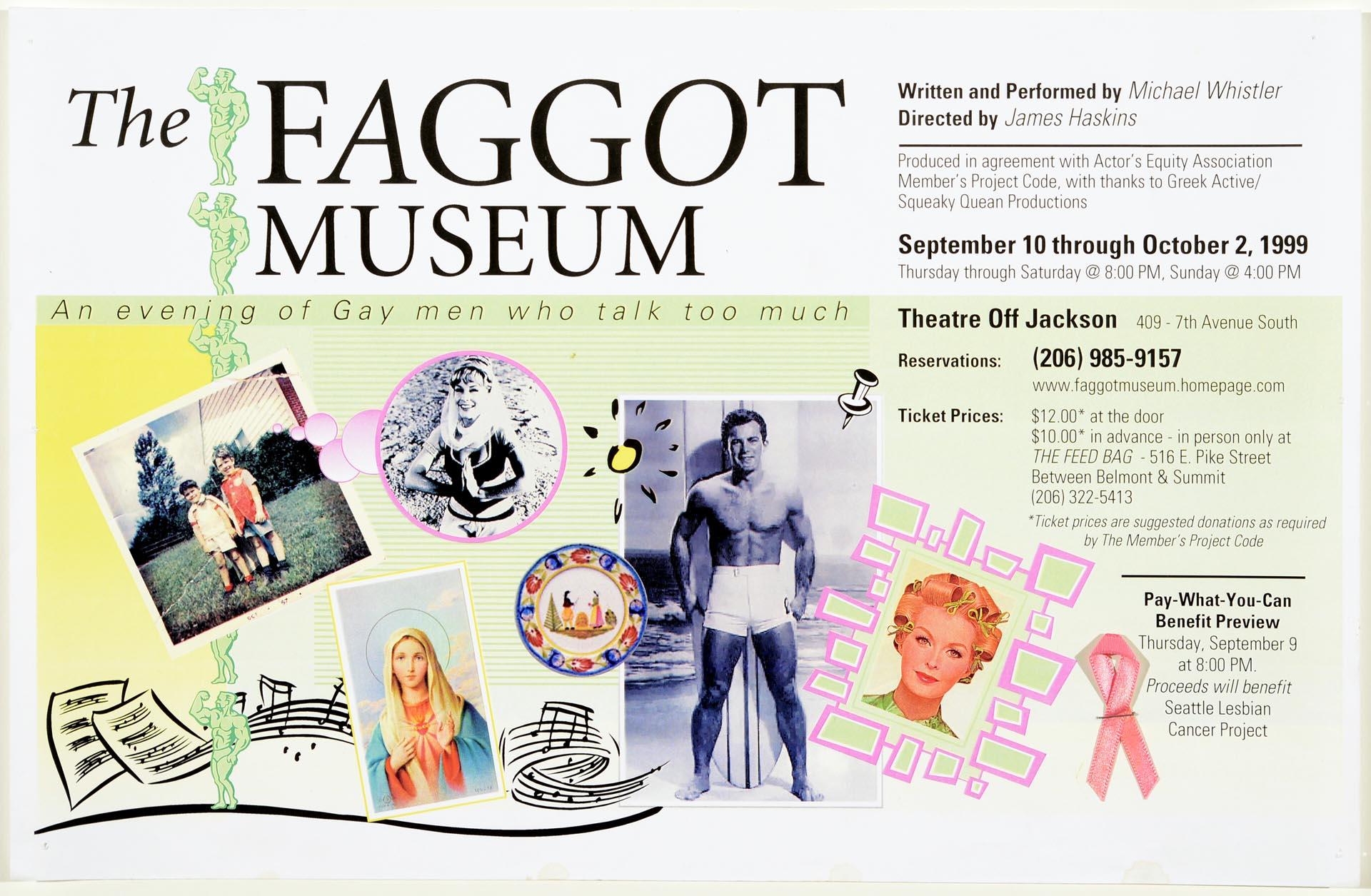 Image of The Faggot Museum poster, Seattle, September 10-October 2, 1999