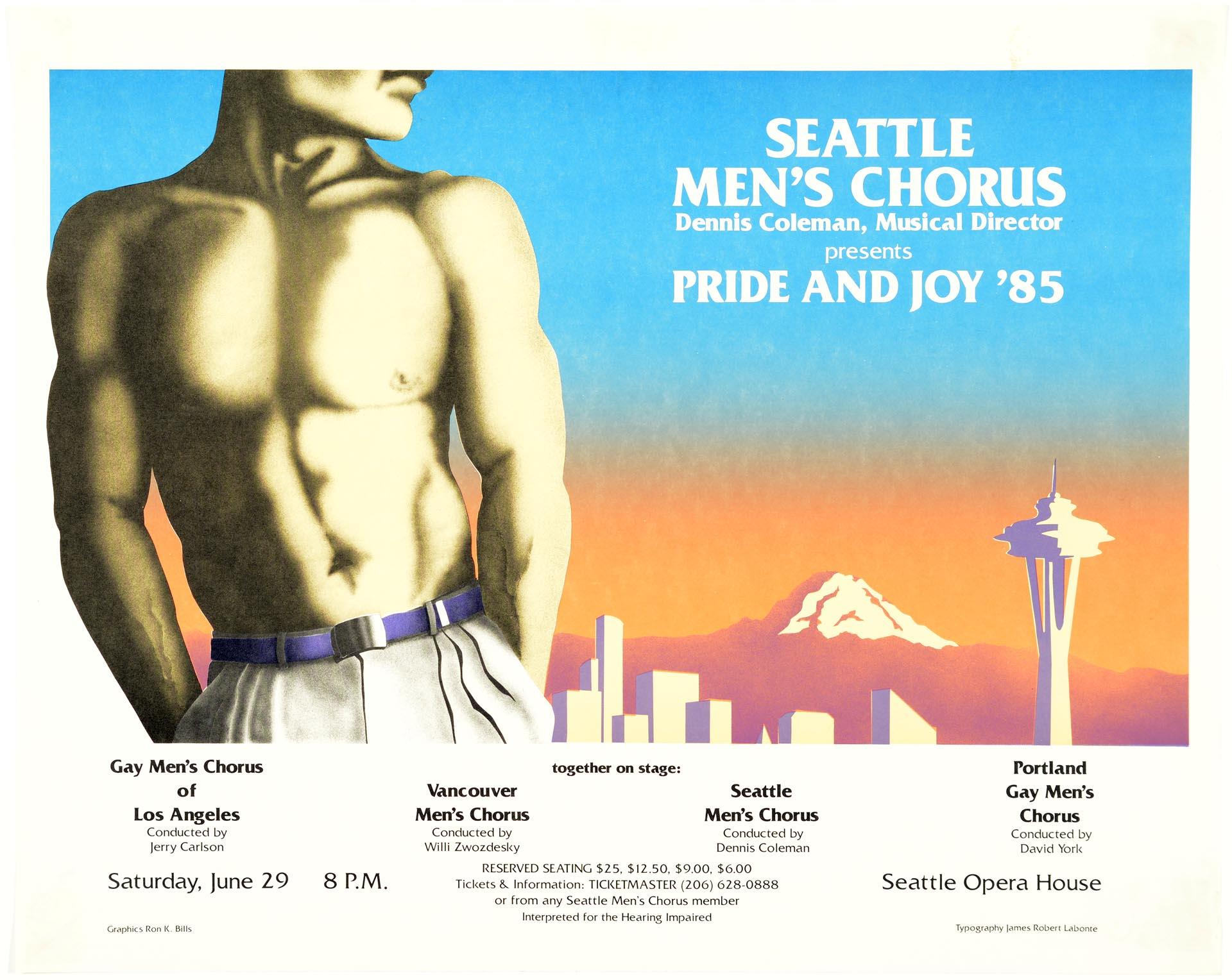 Image of Seattle Men's Chorus Pride and Joy '85 concert poster, June 29, 1985