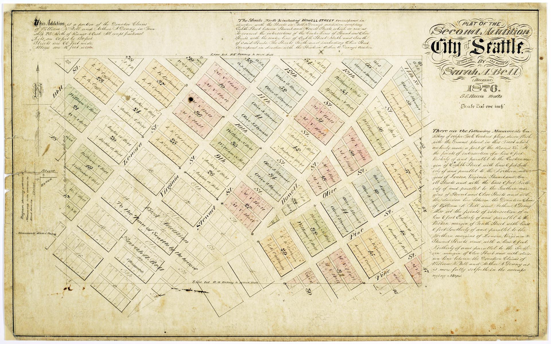 Image of Plat of the Second Addition, City of Seattle, December 1876
