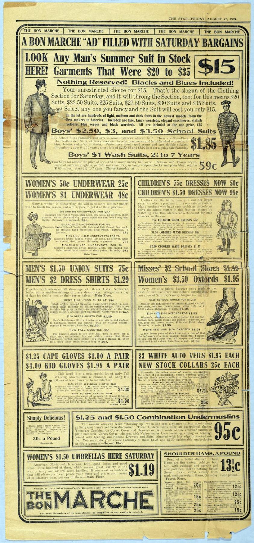 Image of Bon Marché ad in The Seattle Star, August 27, 1909
