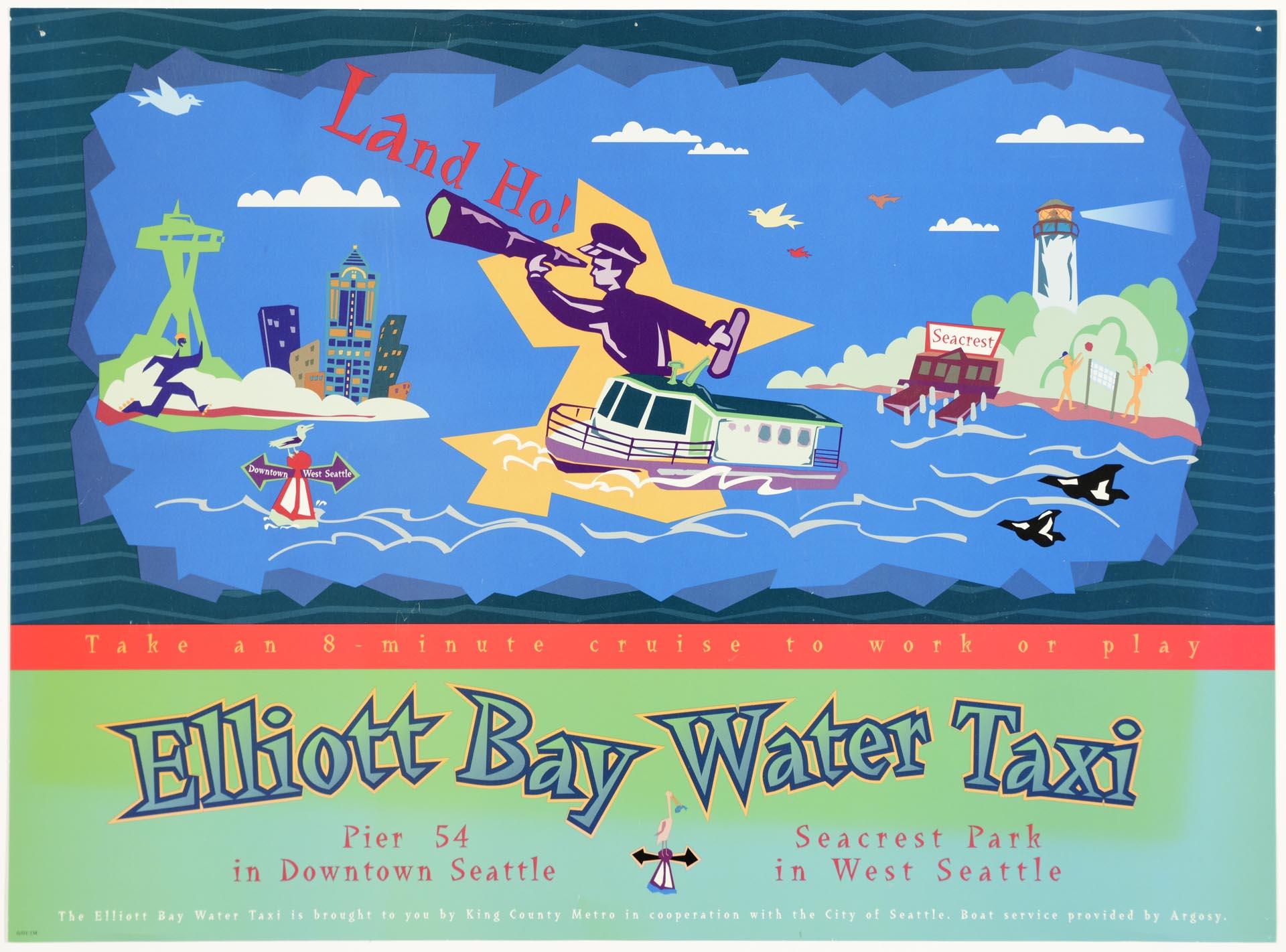 Image of Elliott Bay Water Taxi poster, Seattle, 1997