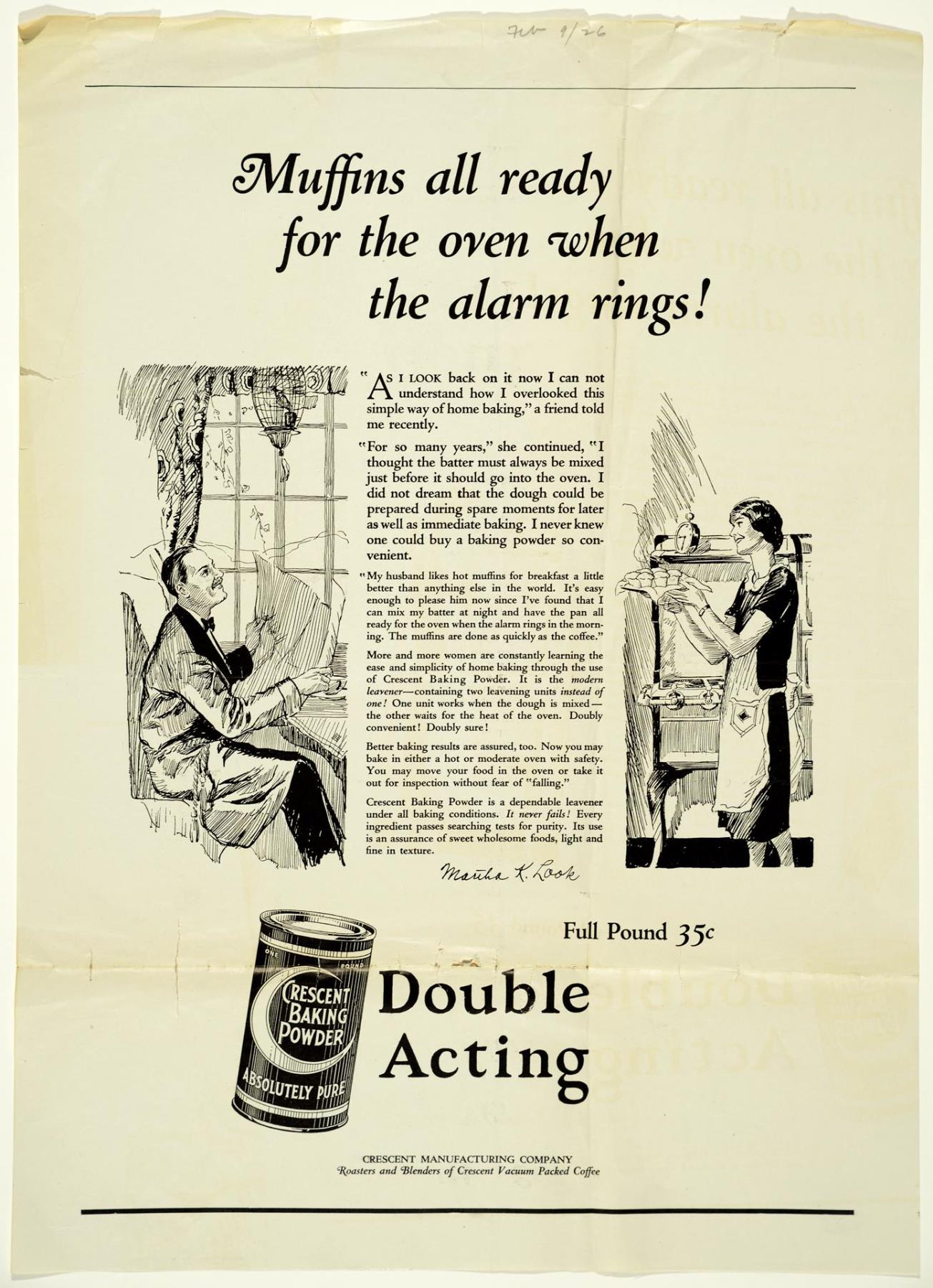 Image of Crescent baking powder advertisement, Seattle, 1926