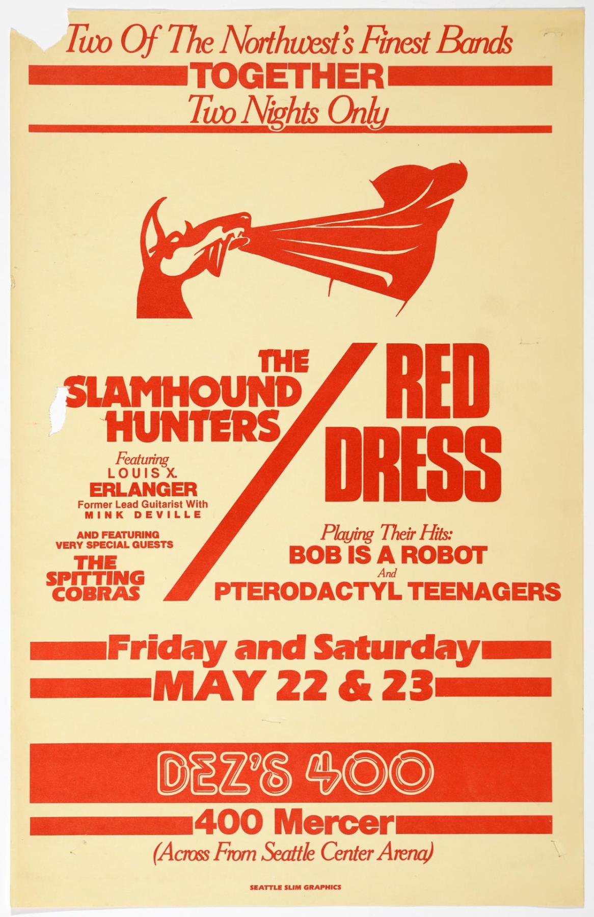 Image of Slamhound Hunters and Red Dress at Dez's 400 poster, Seattle, 1981