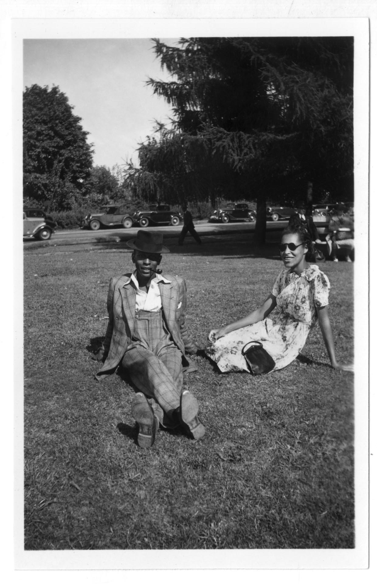 Image of Unidentified couple in a Seattle park, circa 1935