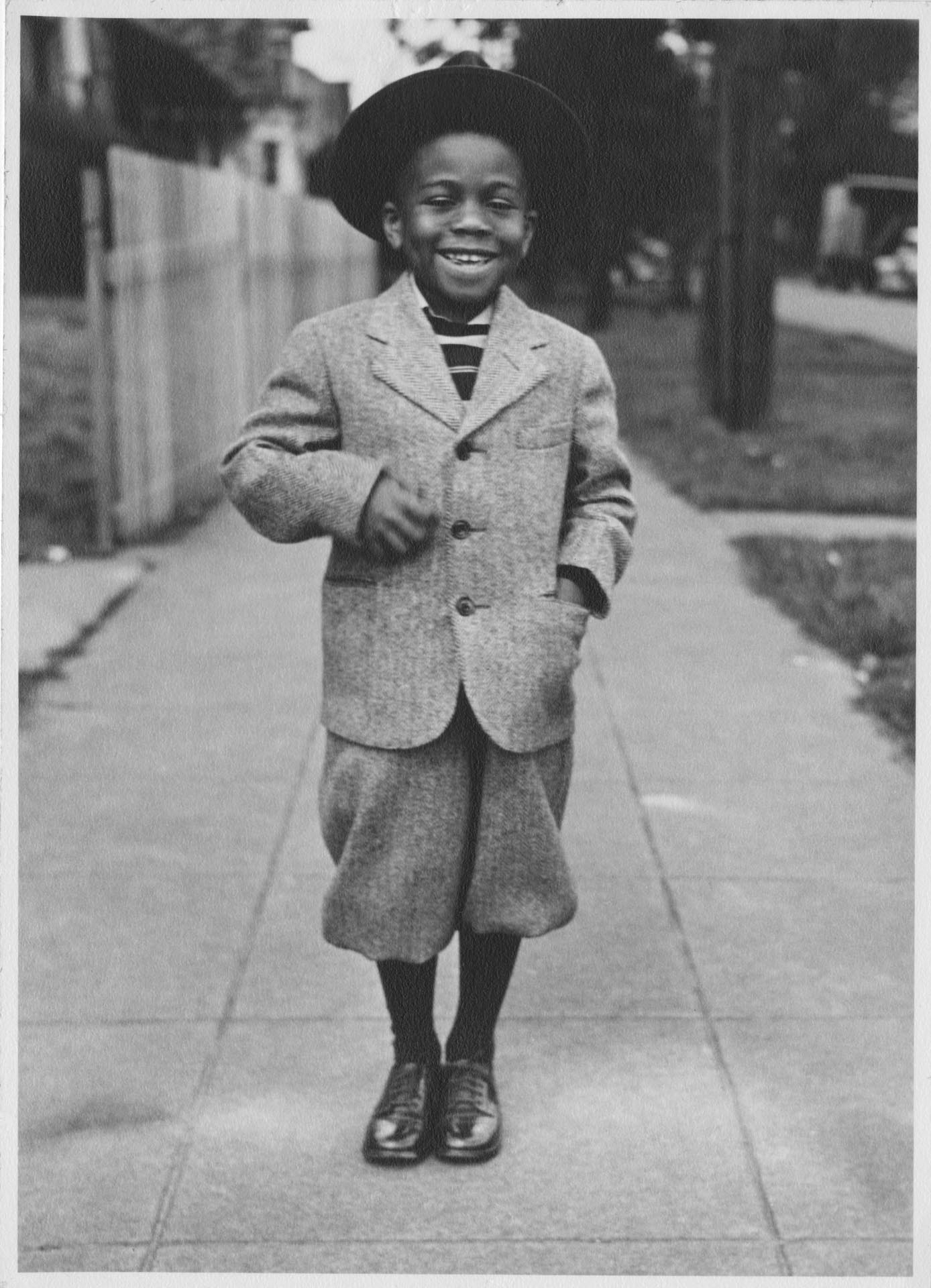 Image of Little boy dressed in a knicker suit, Seattle, circa 1945