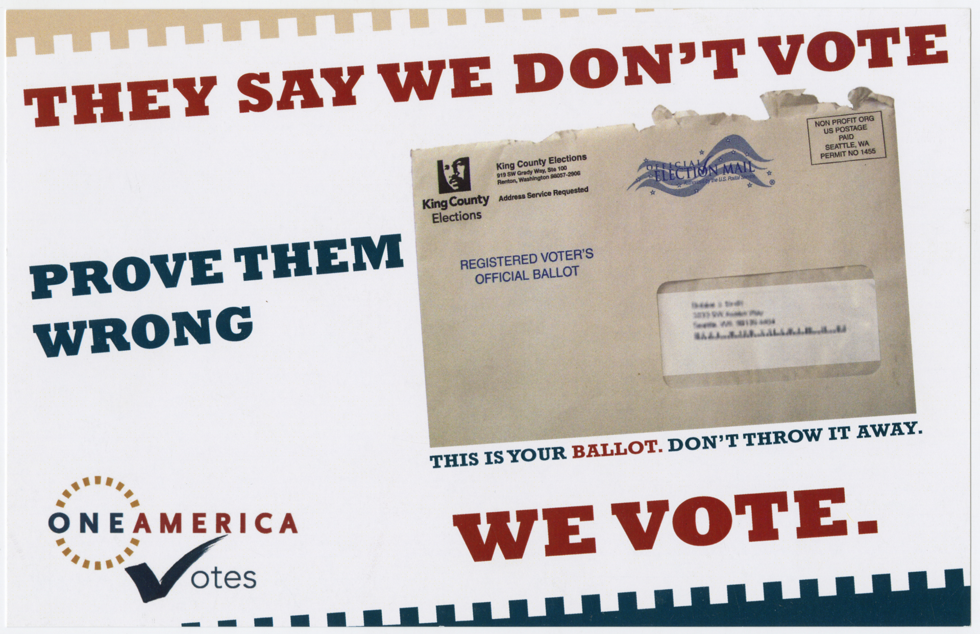 Image of One America Votes mailer, King County, 2010
