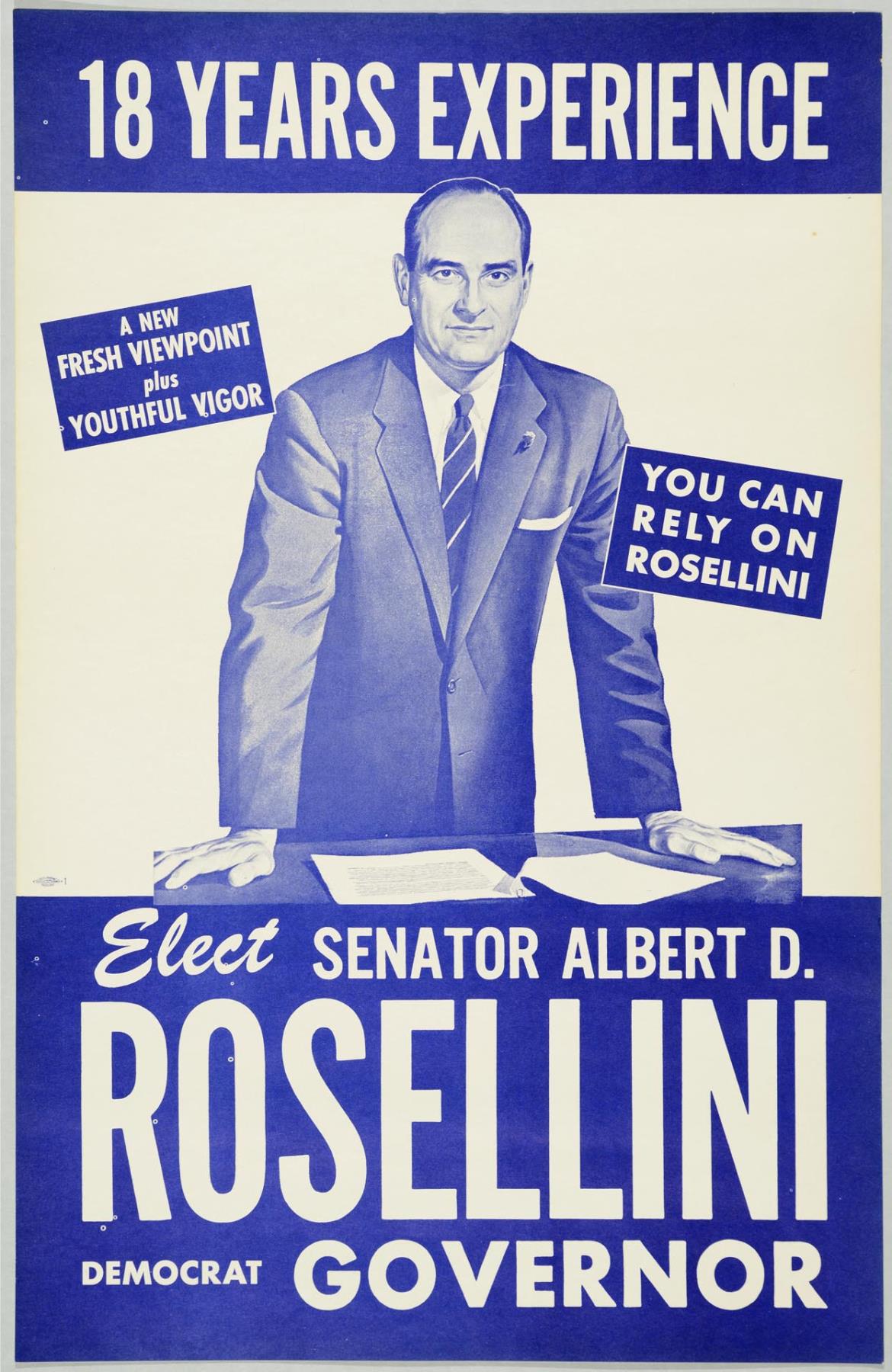 Image of Elect Senator Albert D. Rosellini Democrat Governor poster, Seattle, 1956
