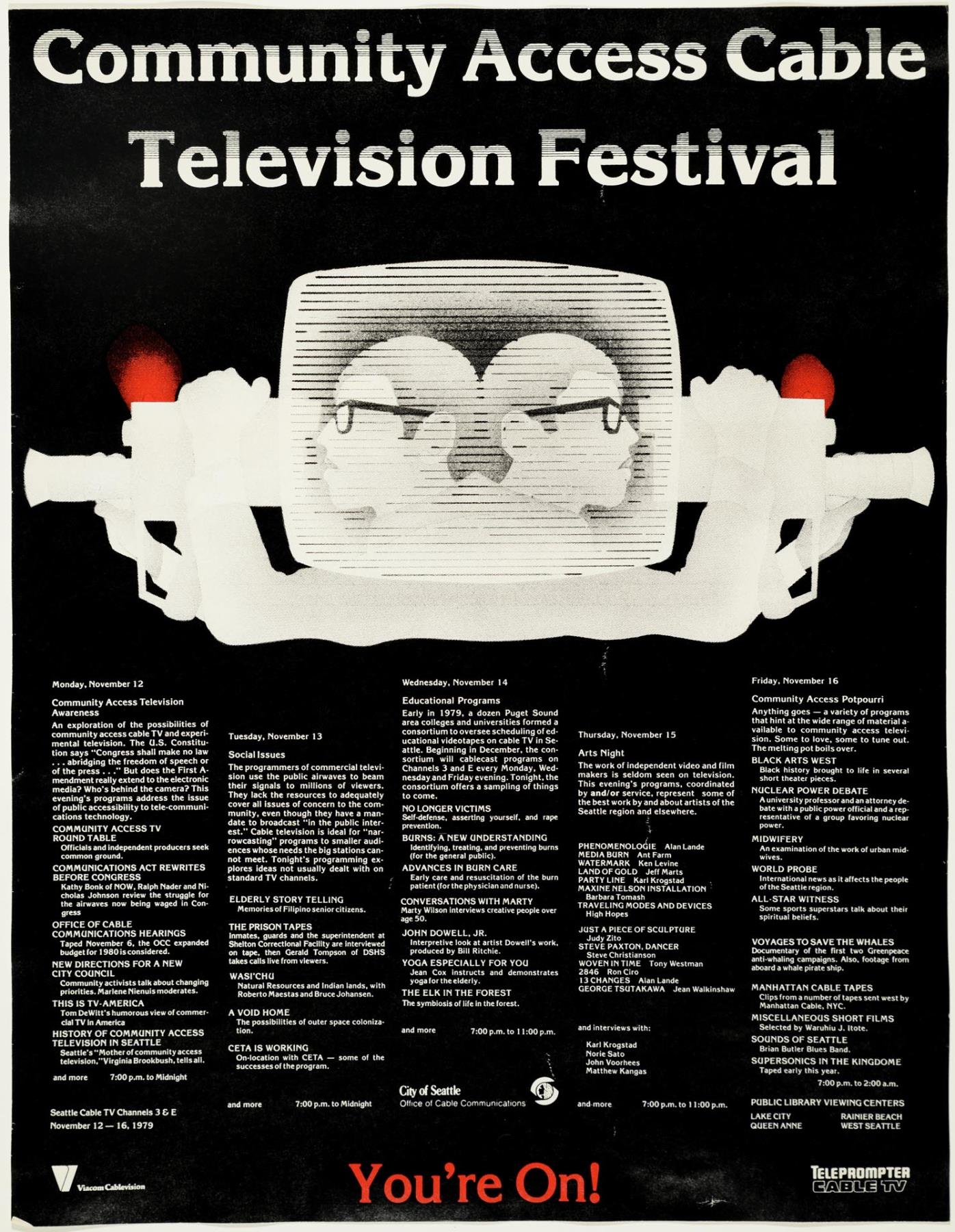 Image of Community Access Cable Television Festival poster, Seattle, November 12-16, 1979