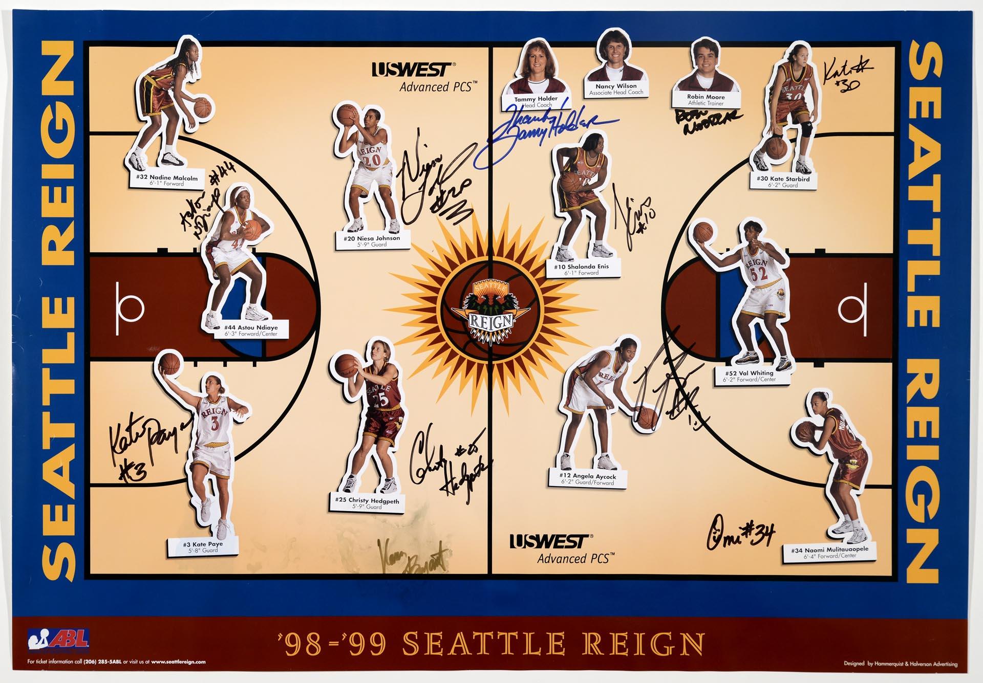 Image of Seattle Reign poster with autographs, 1998-1999
