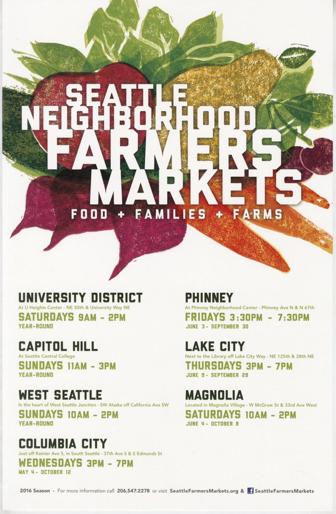 Image of Seattle Neighborhood Farmers Markets poster, 2016