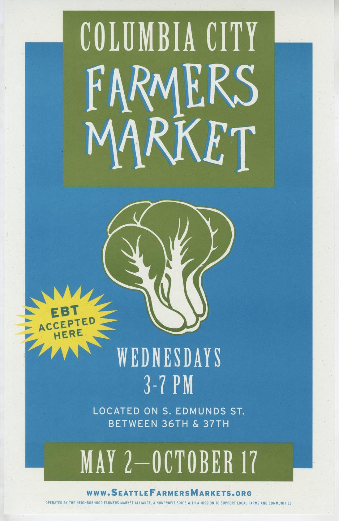Image of Columbia City Farmers Market poster, Seattle, May 2 - October 17, 2007