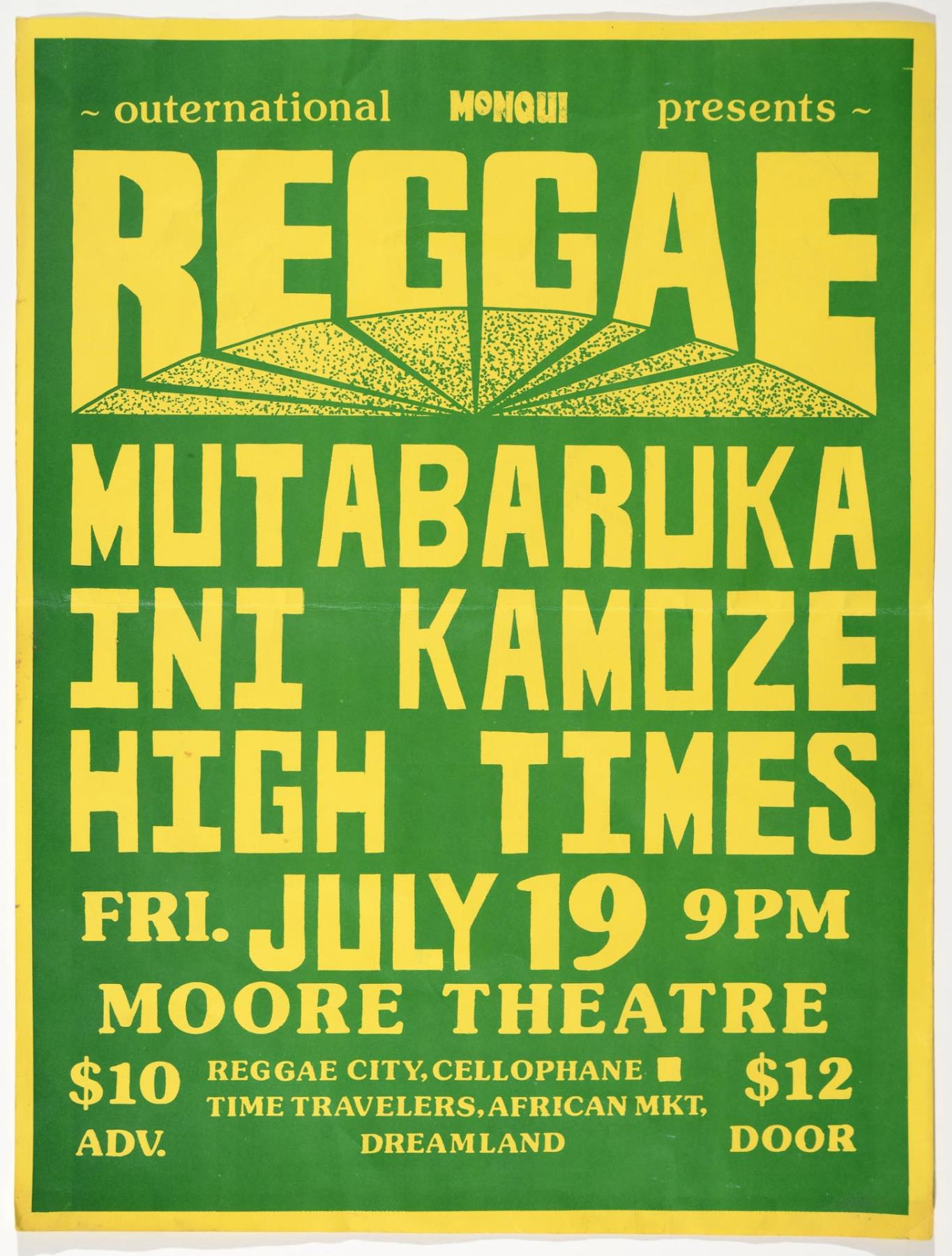 Image of Reggae at the Moore poster, Seattle, circa 1986