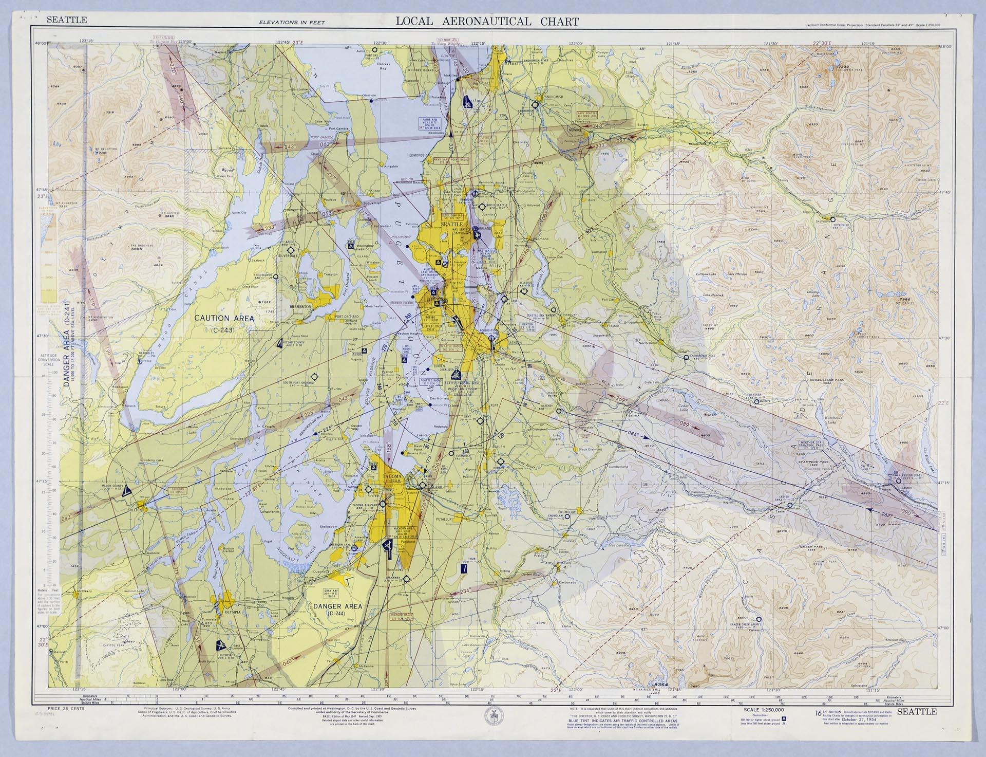 Image of Local Aeronautical Chart, Seattle, October 21, 1954