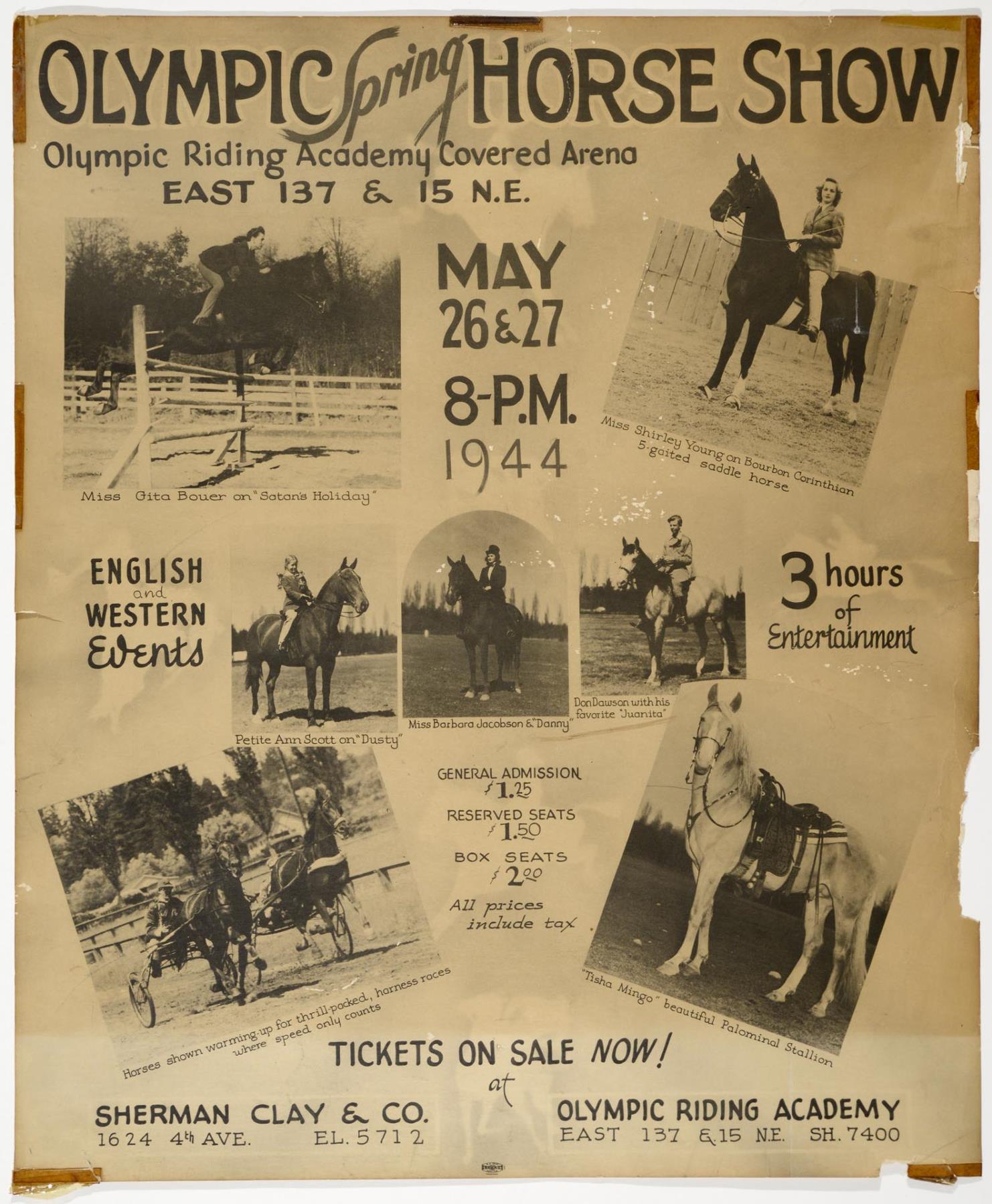 Image of Olympic Riding Academy Spring Horse Show poster, Seattle, 1944