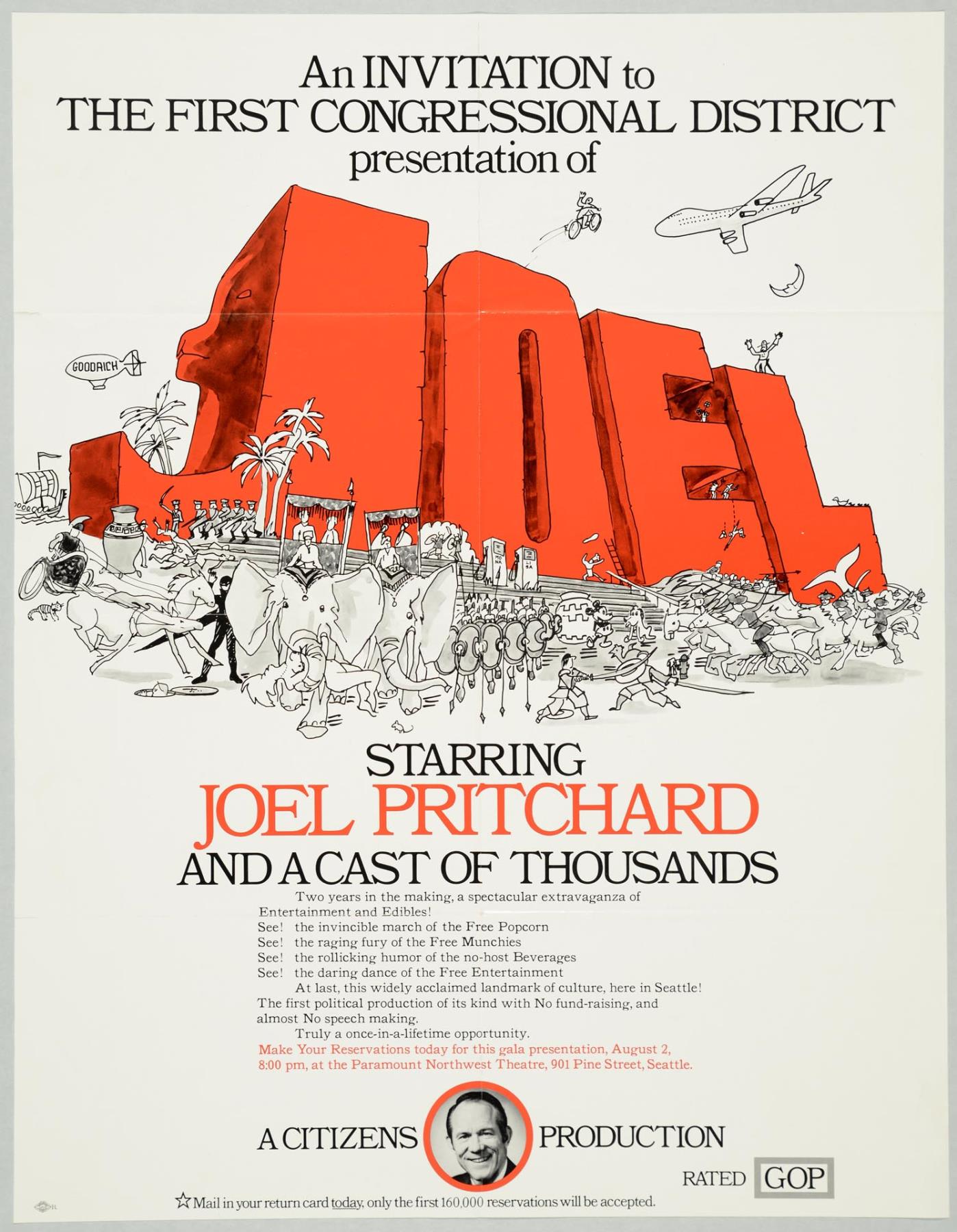 Image of Joel Pritchard for Congress poster, Seattle, circa 1974