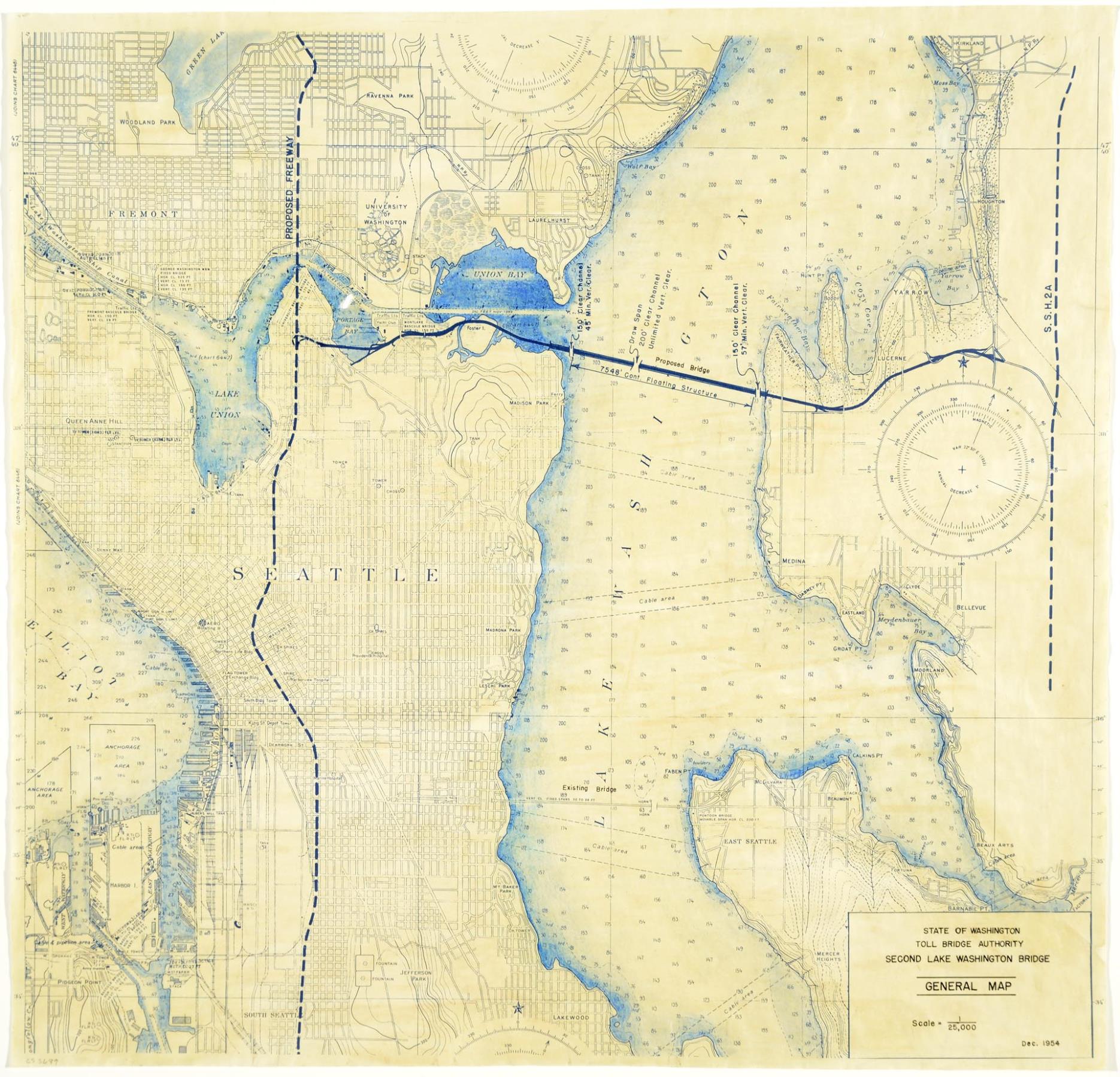 Image of Second Lake Washington Bridge, December 1954