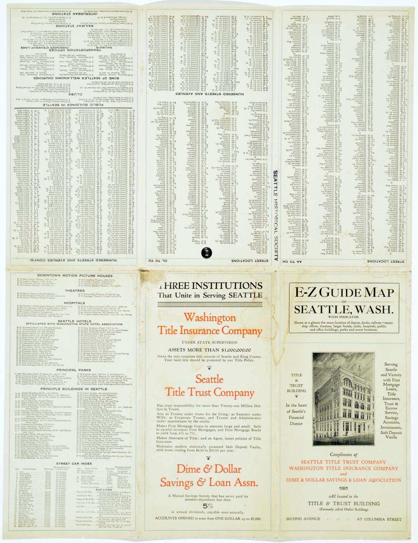 Image of E-Z Map of Seattle with indicator, 1926