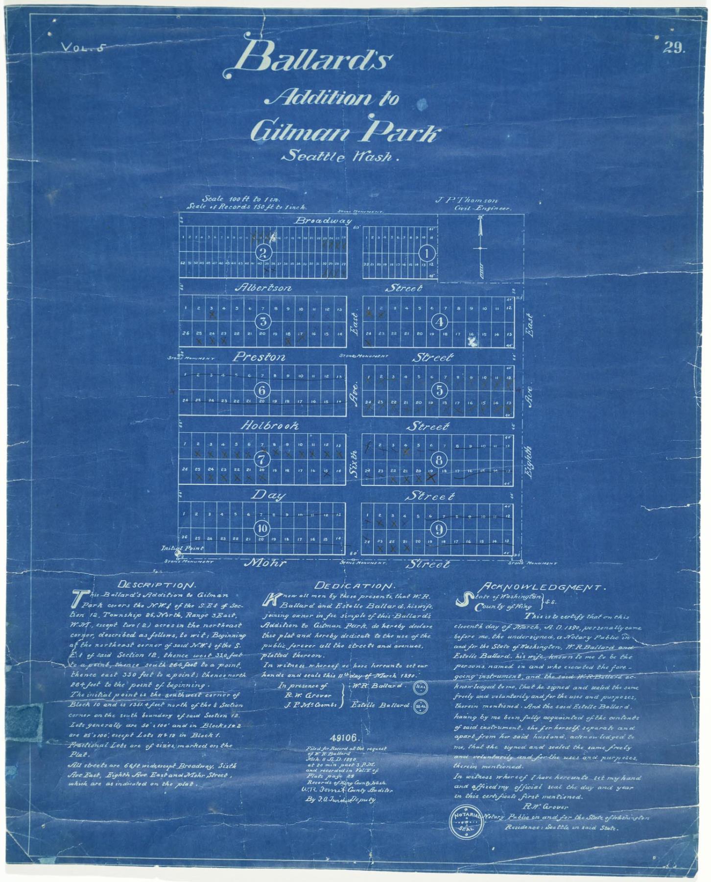 Image of Ballard's Addition to Gilman Park, Seattle, March 11, 1890