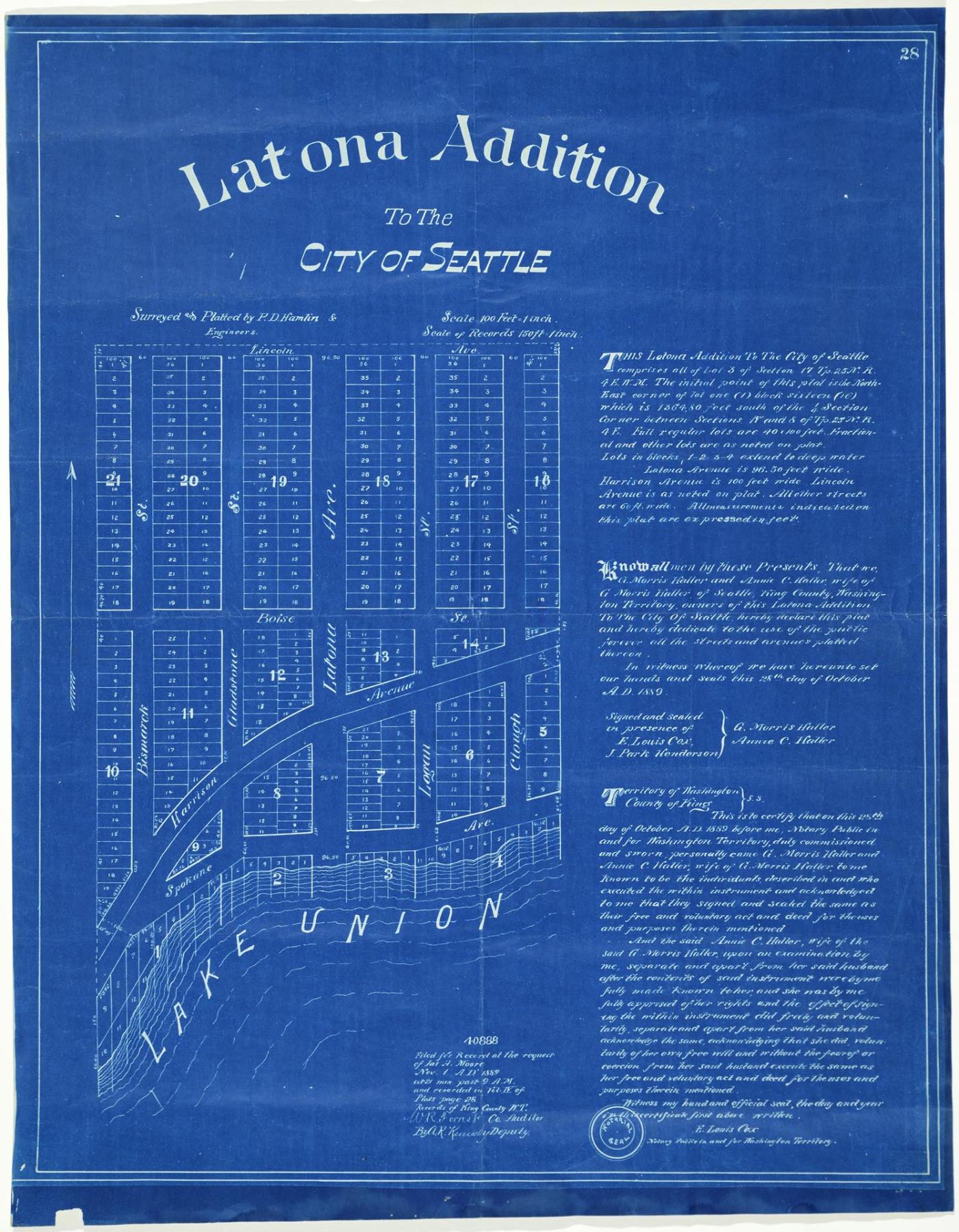 Image of Latona Addition to the City of Seattle, October 28, 1889