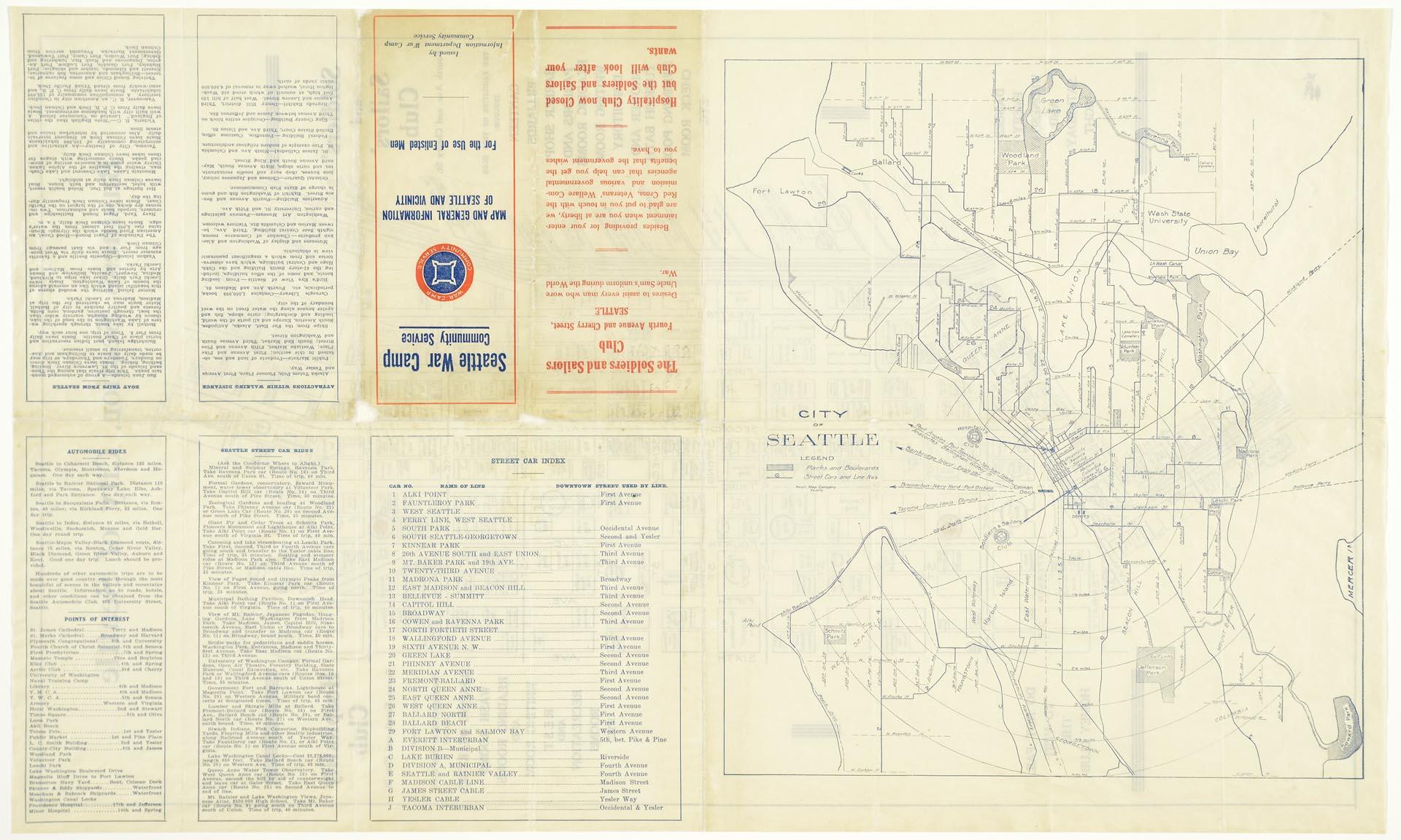 Image of Seattle War Camp Community Service map, circa 1918