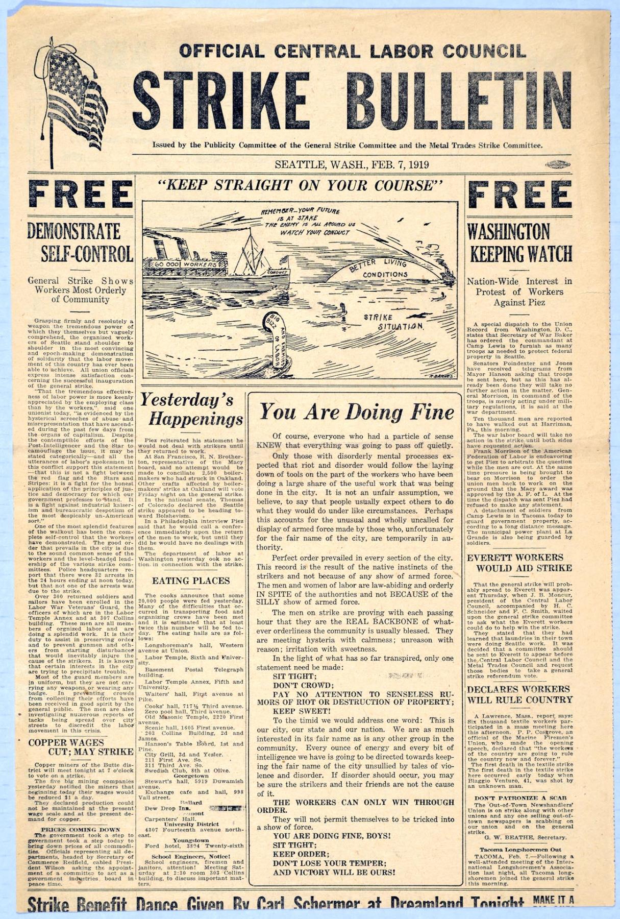 Image of Strike Bulletin, Seattle, February 7, 1919