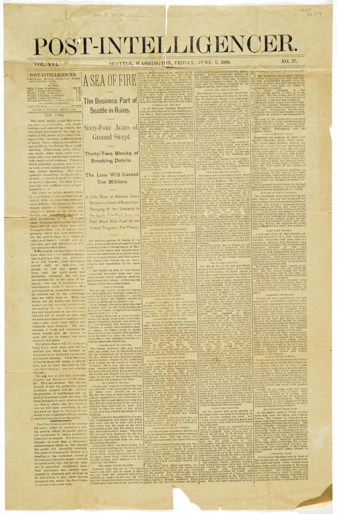 Image of Post-Intelligencer, Seattle, June 7, 1889
