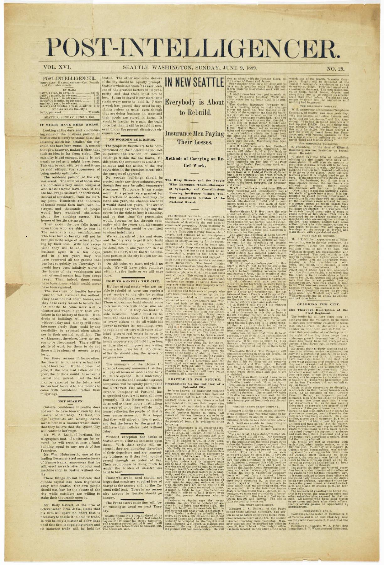 Image of Post-Intelligencer, Seattle, June 9, 1889