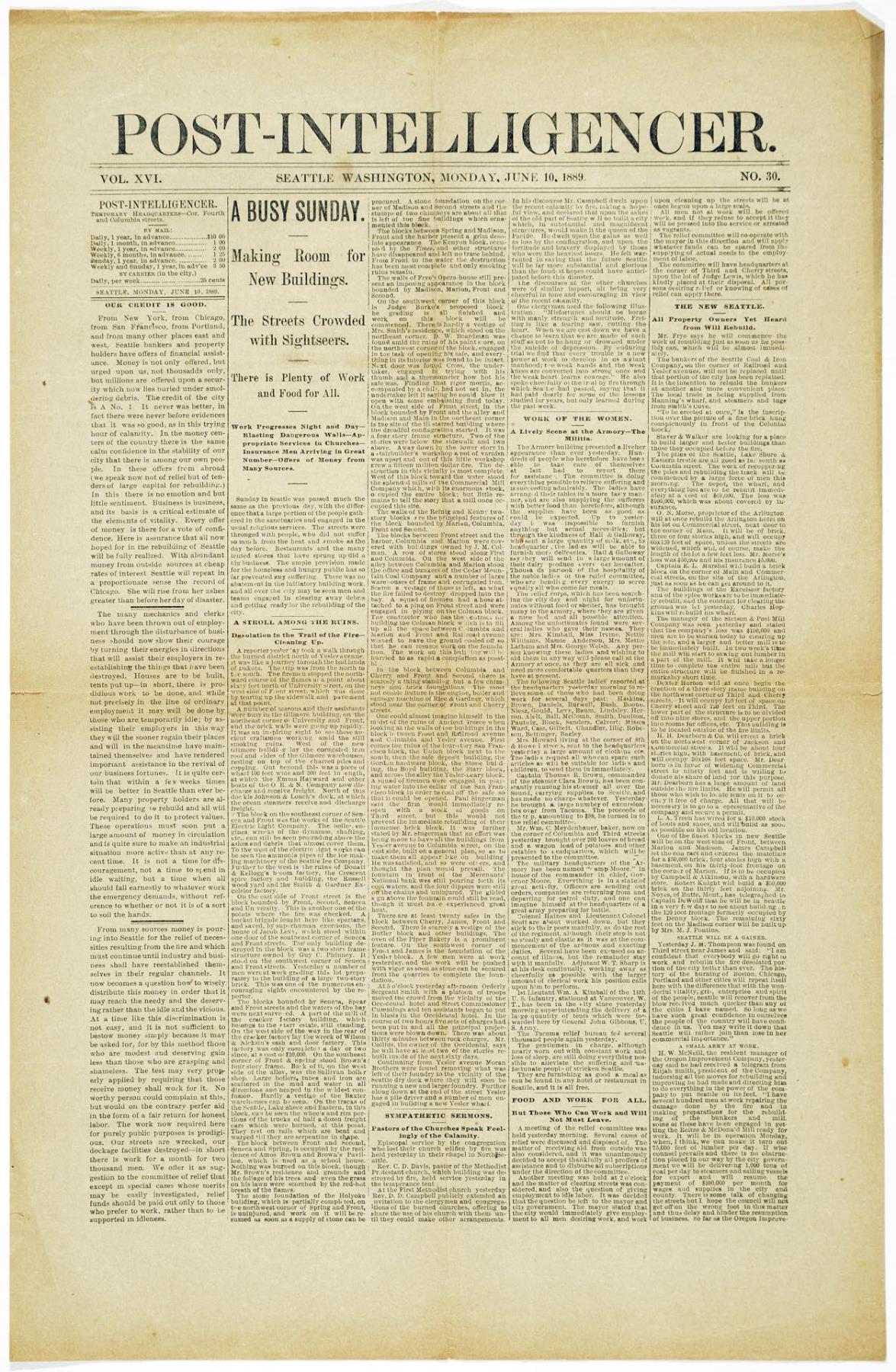 Image of Post-Intelligencer, Seattle, June 10, 1889