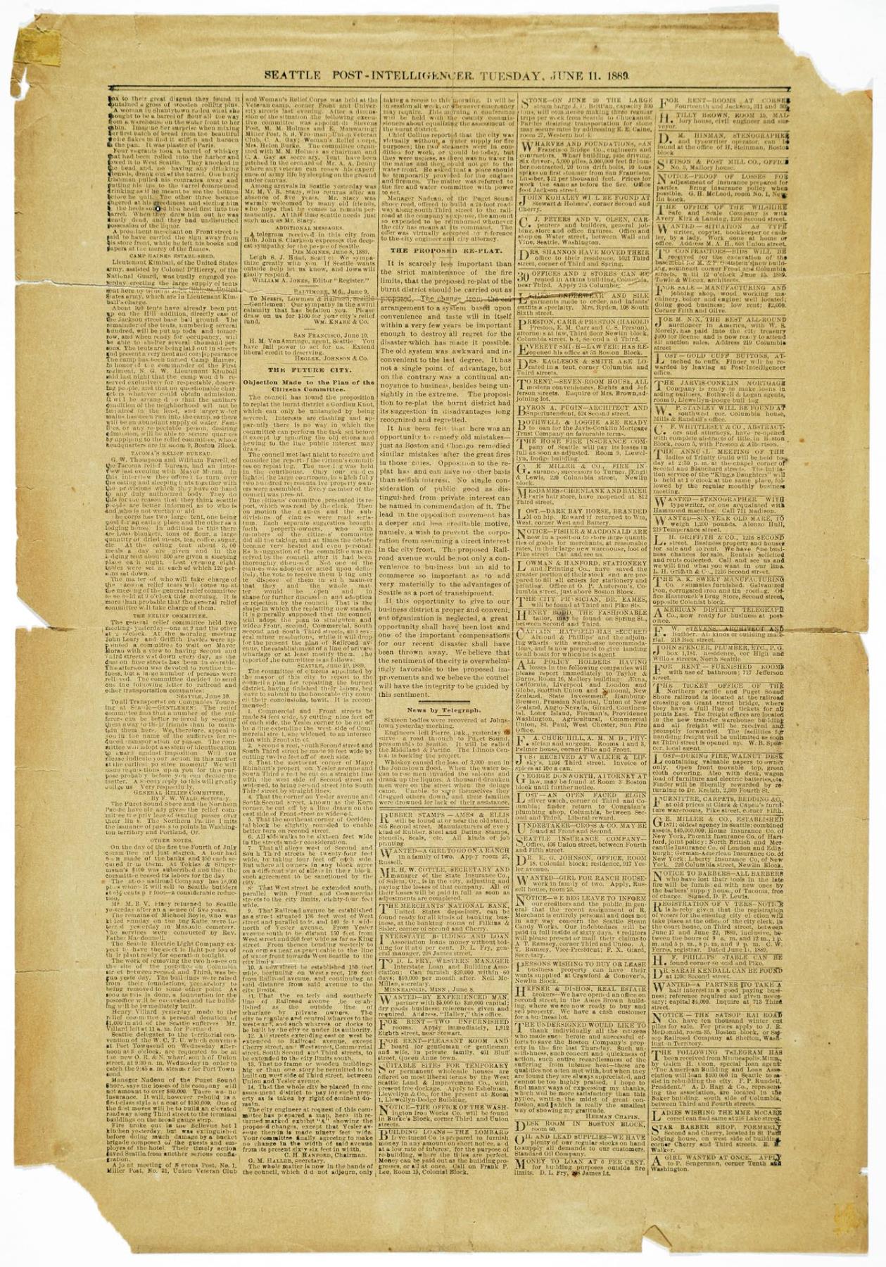 Image of Post-Intelligencer, Seattle, June 11, 1889