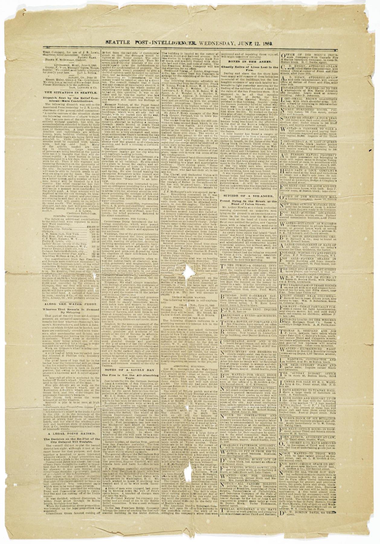 Image of Post-Intelligencer, Seattle, June 12, 1889