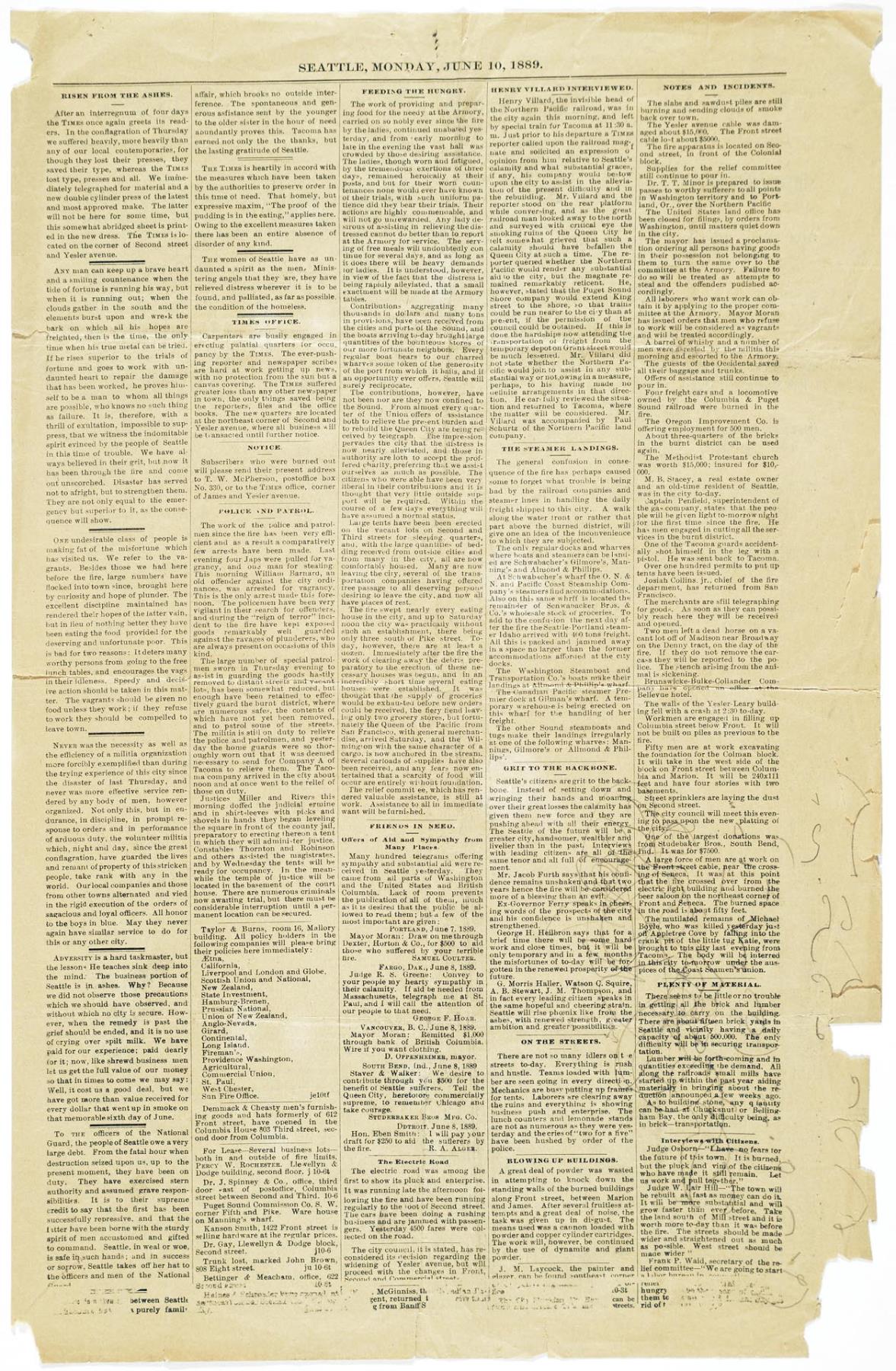 Image of The Daily Times, Seattle, June 10, 1889