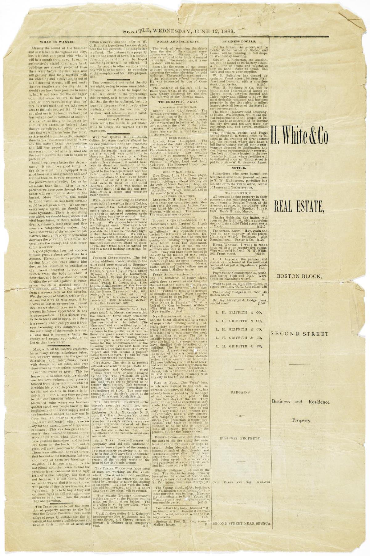 Image of The Daily Times, Seattle, June 12, 1889