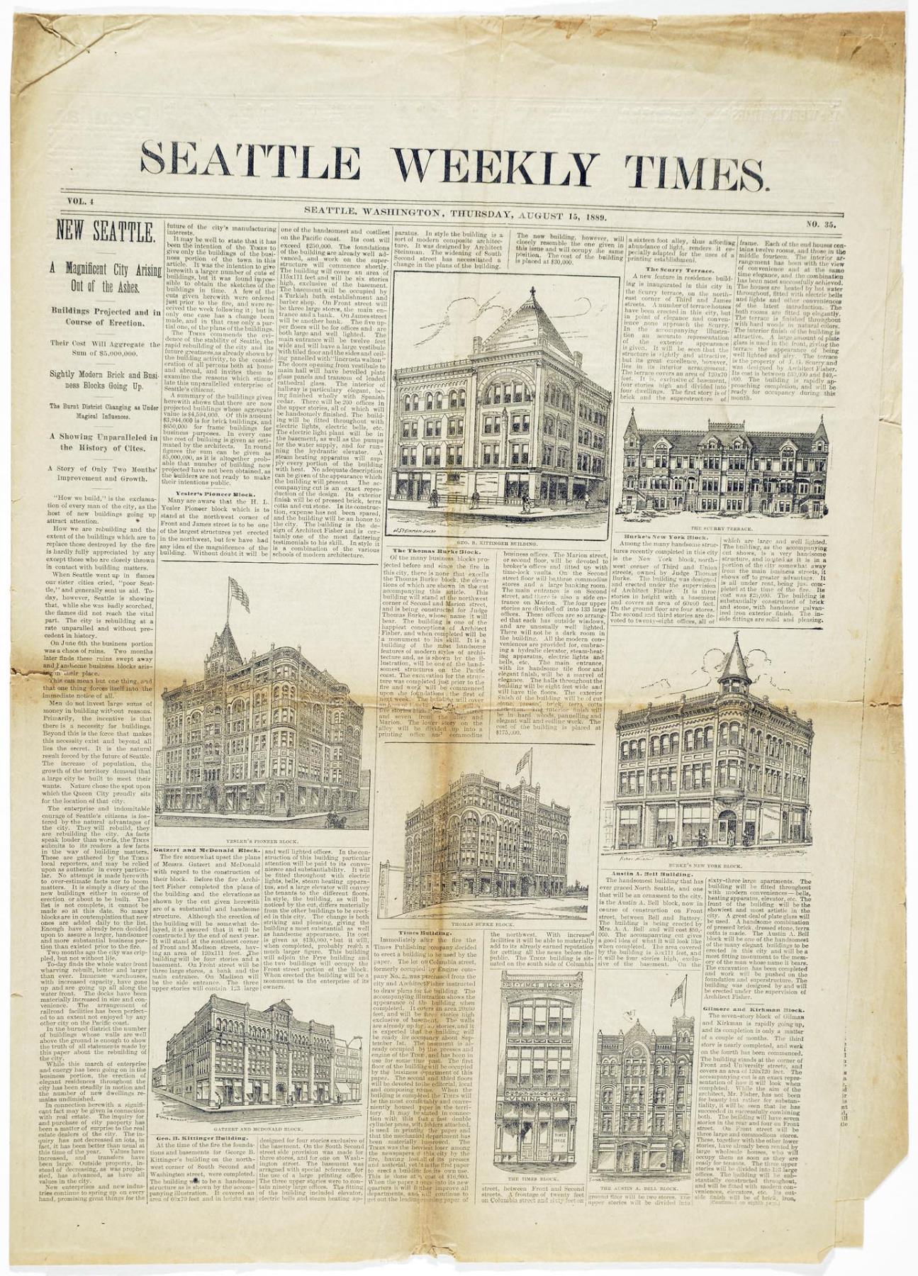 Image of Seattle Weekly Times, August 15, 1889
