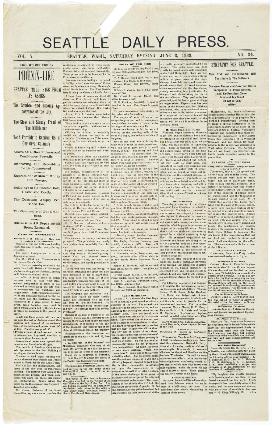 Image of Seattle Daily Press, June 8, 1889