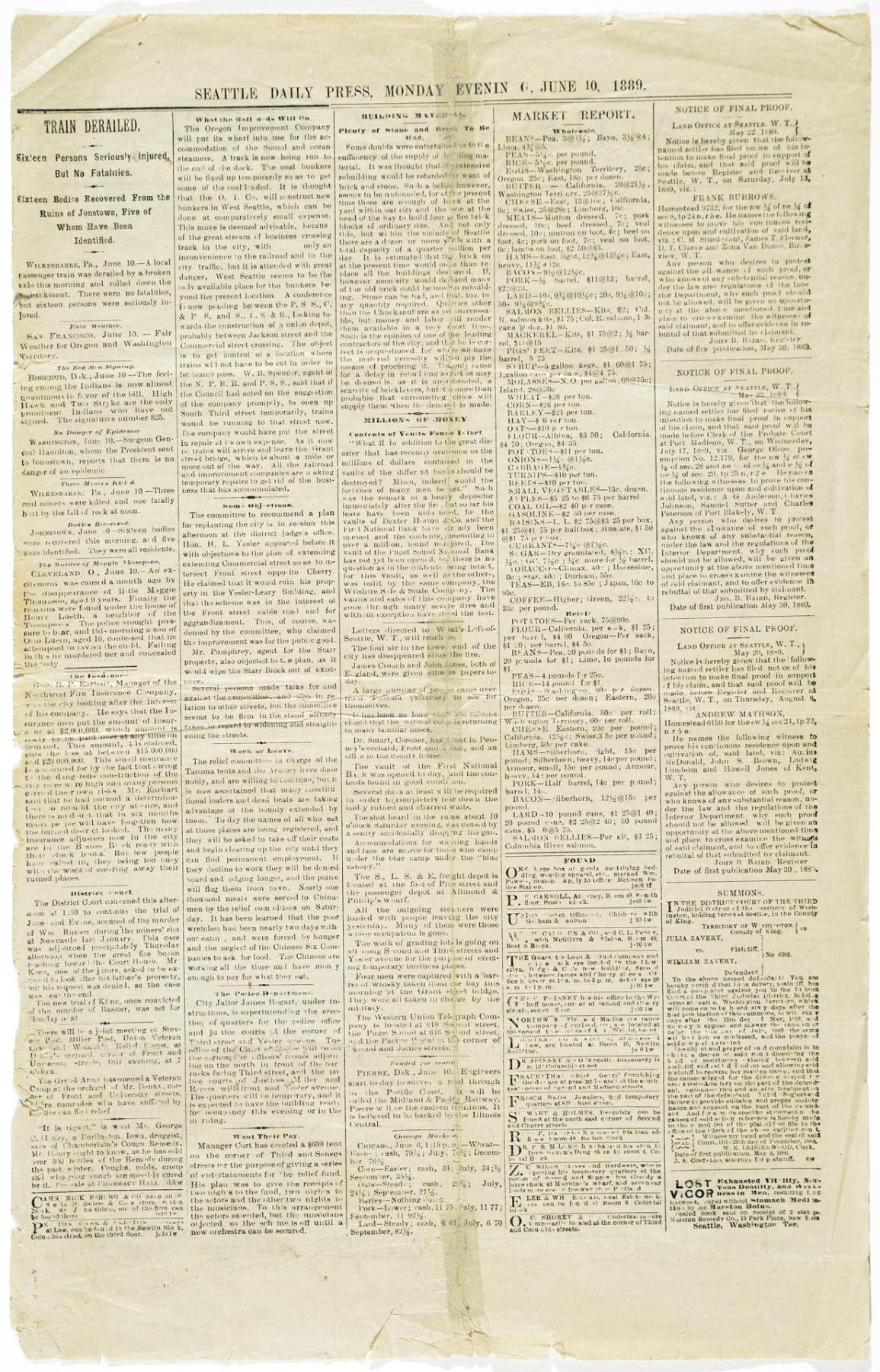 Image of Seattle Daily Press, June 10, 1889