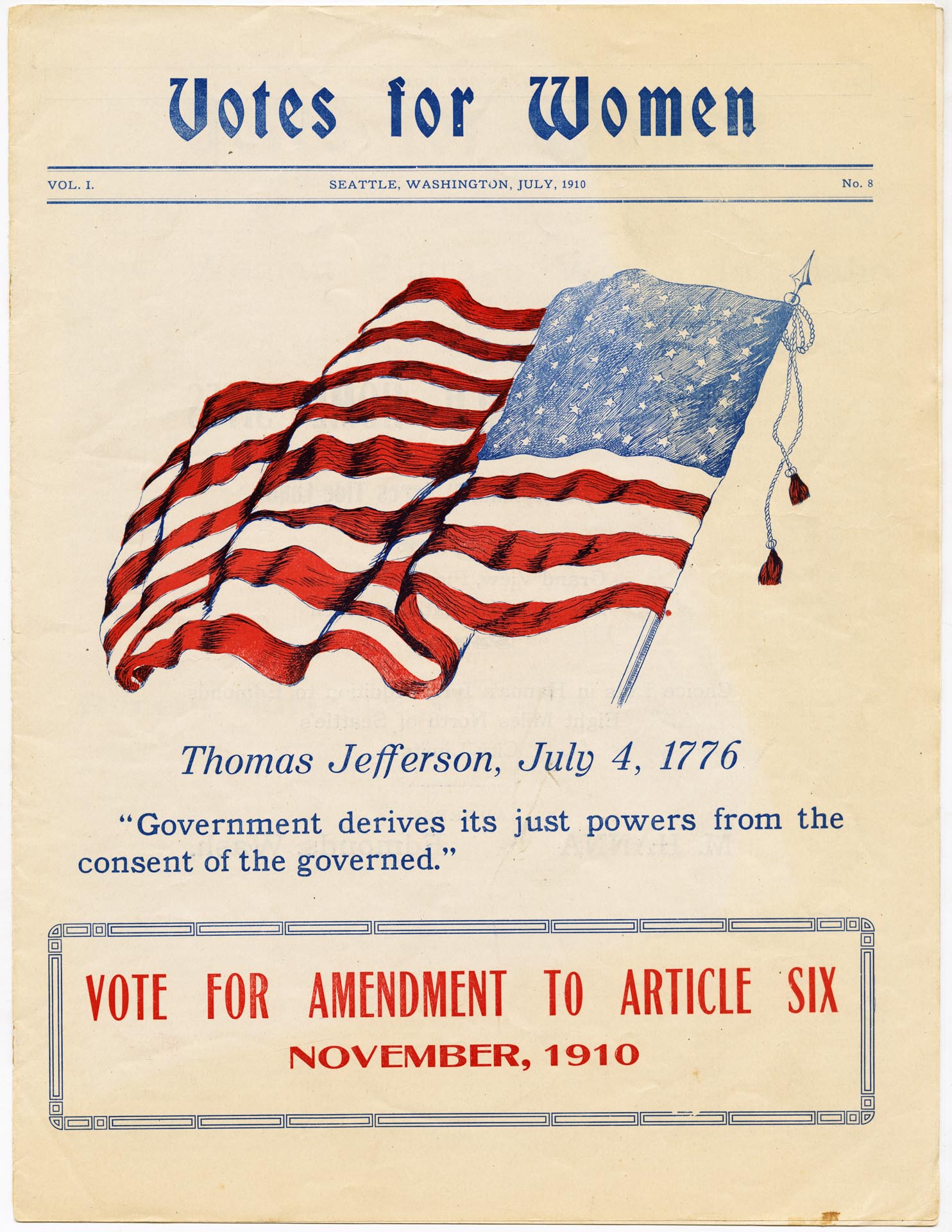 Image of Votes for Women, Vol. 1, No. 8, July 1910