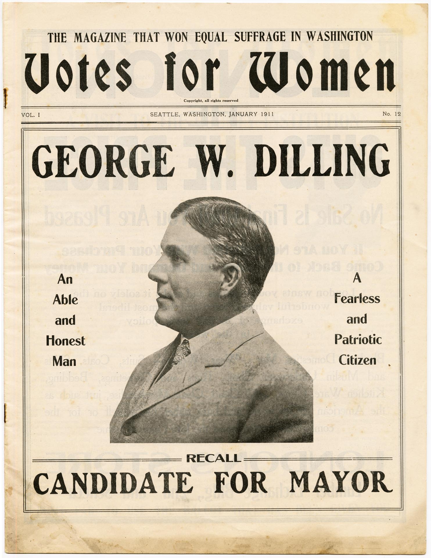Image of Votes for Women, Vol. 1, No. 12, January 1911