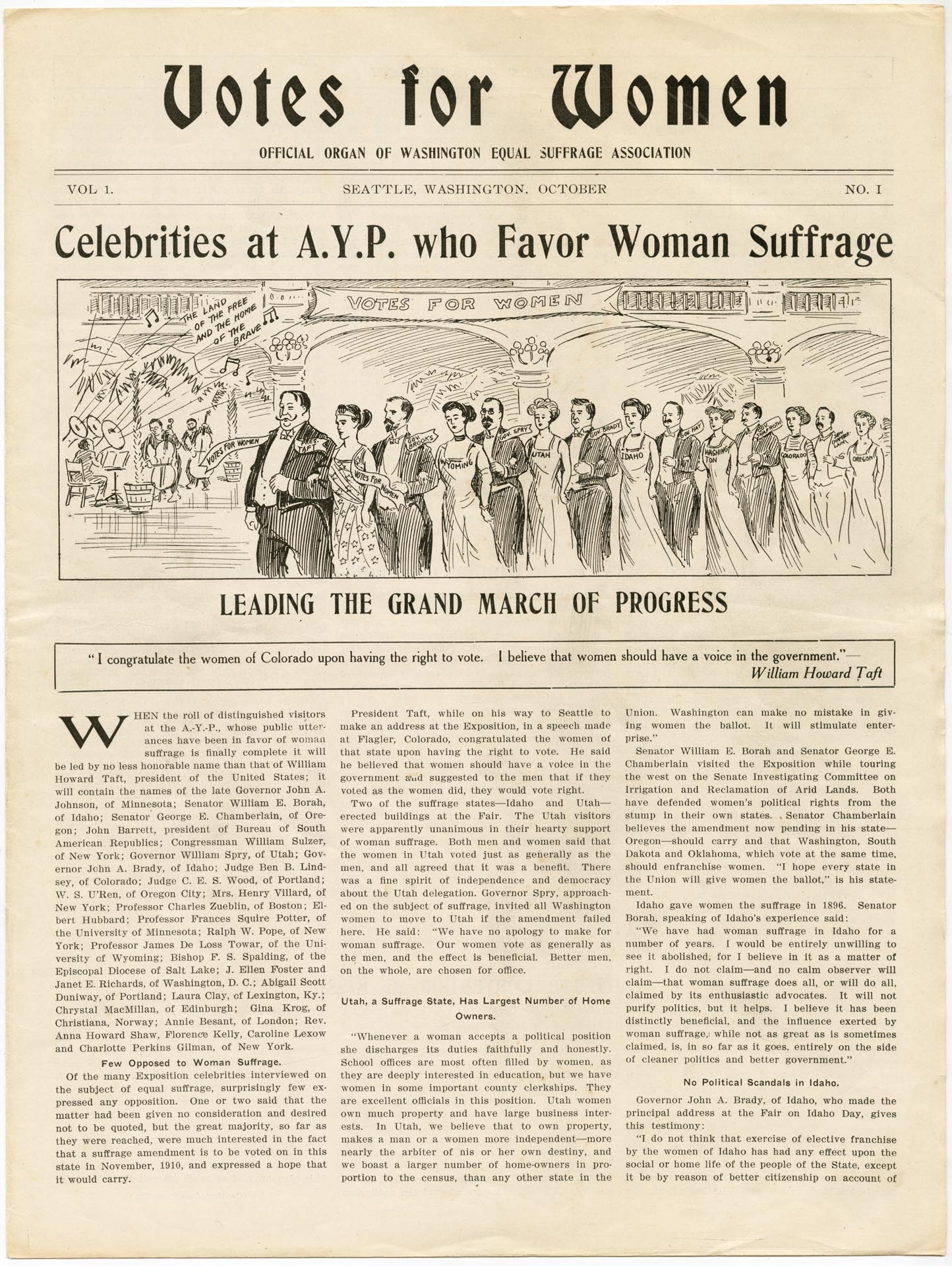 Image of Votes for Women, Vol. 1, No. 1, October 1909