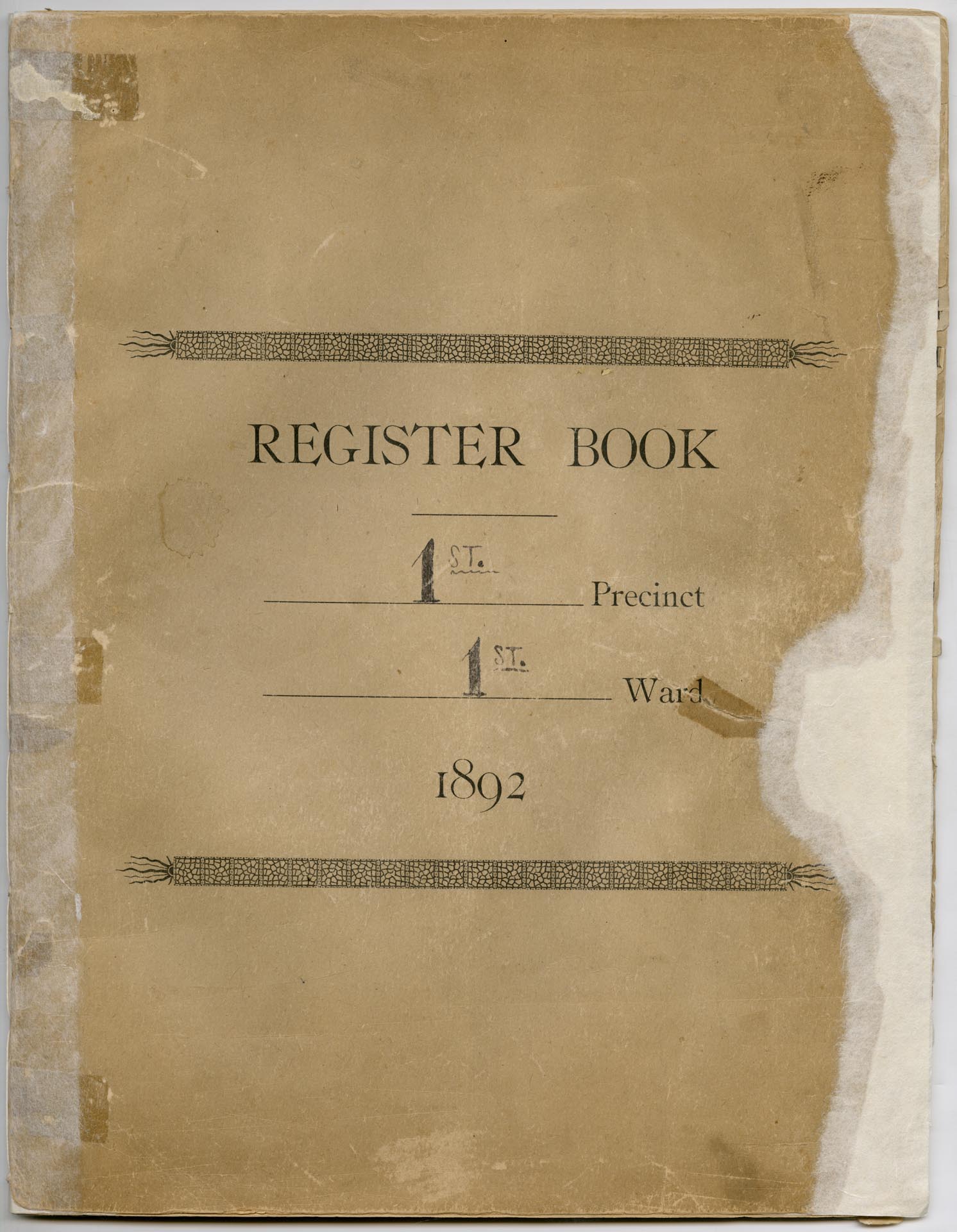 Image of Voters' Register Book, First Precinct, First Ward, Seattle, 1892