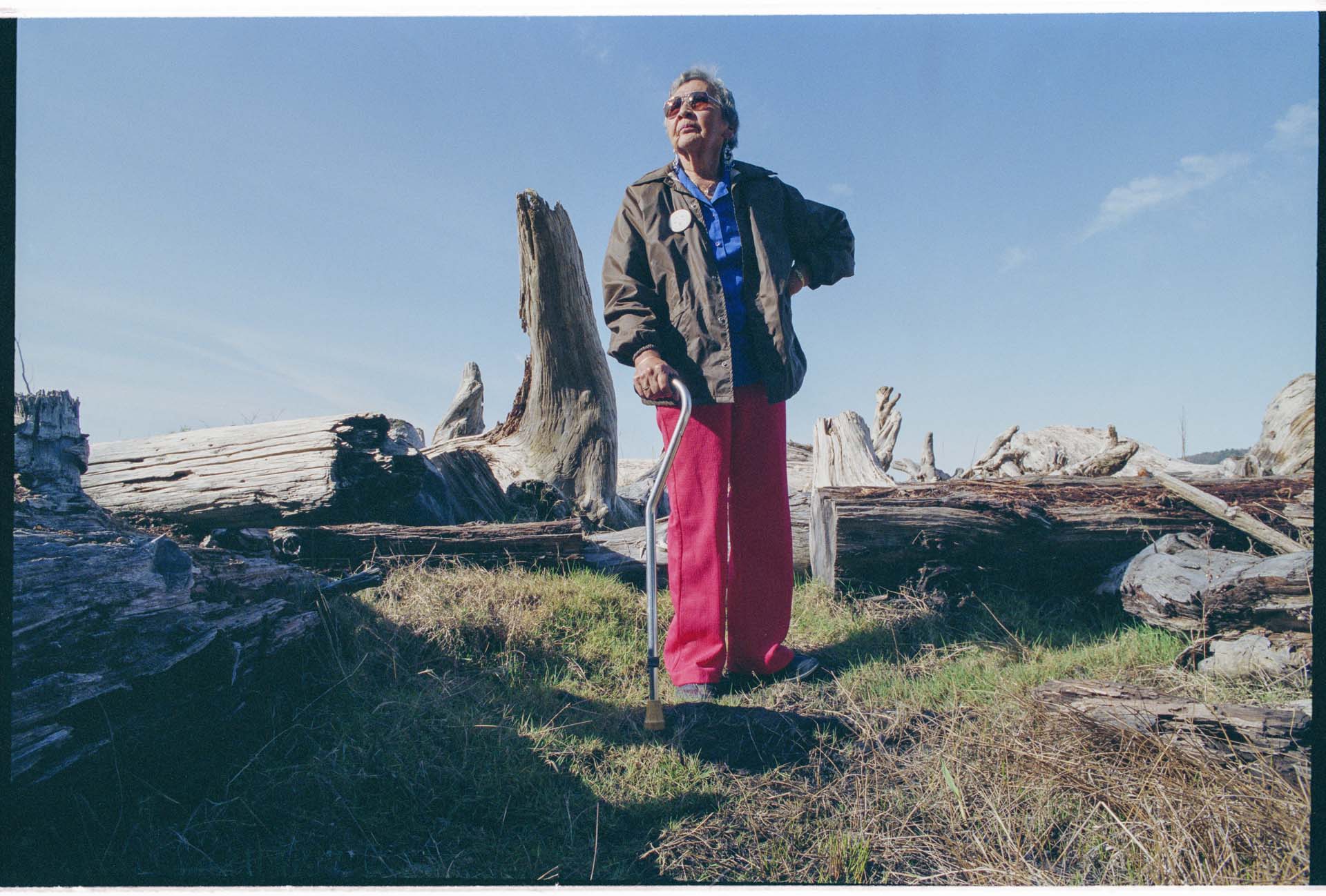 Image of Hazel McKinney on the Shoalwater Bay reservation, March 10, 1993