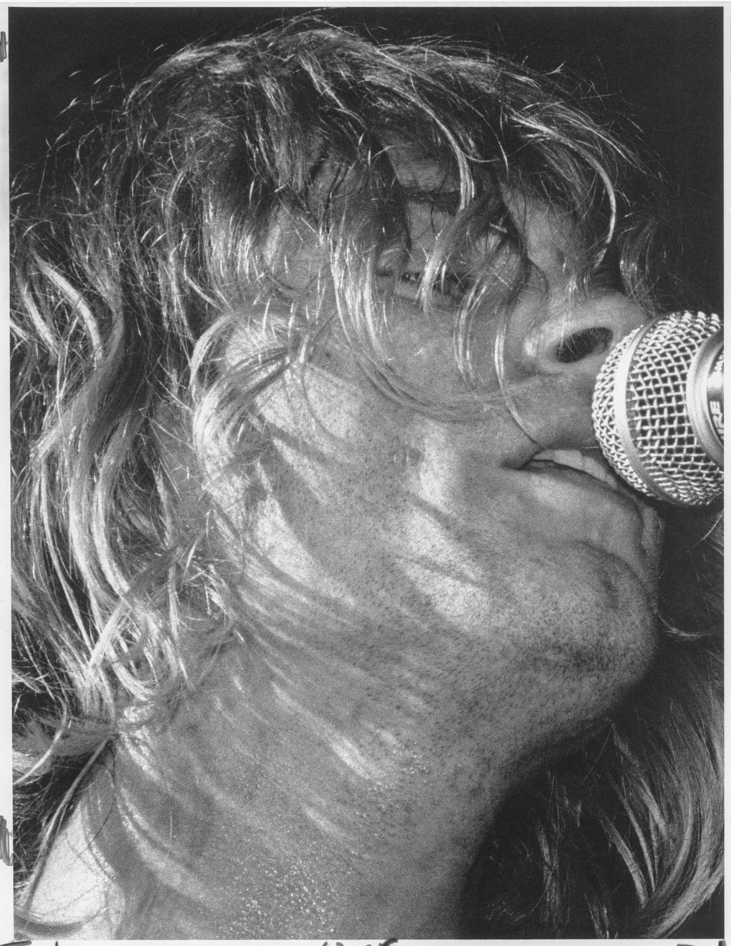 Image of Kurt Cobain performing at the Paramount Theater, Seattle, November 1, 1991