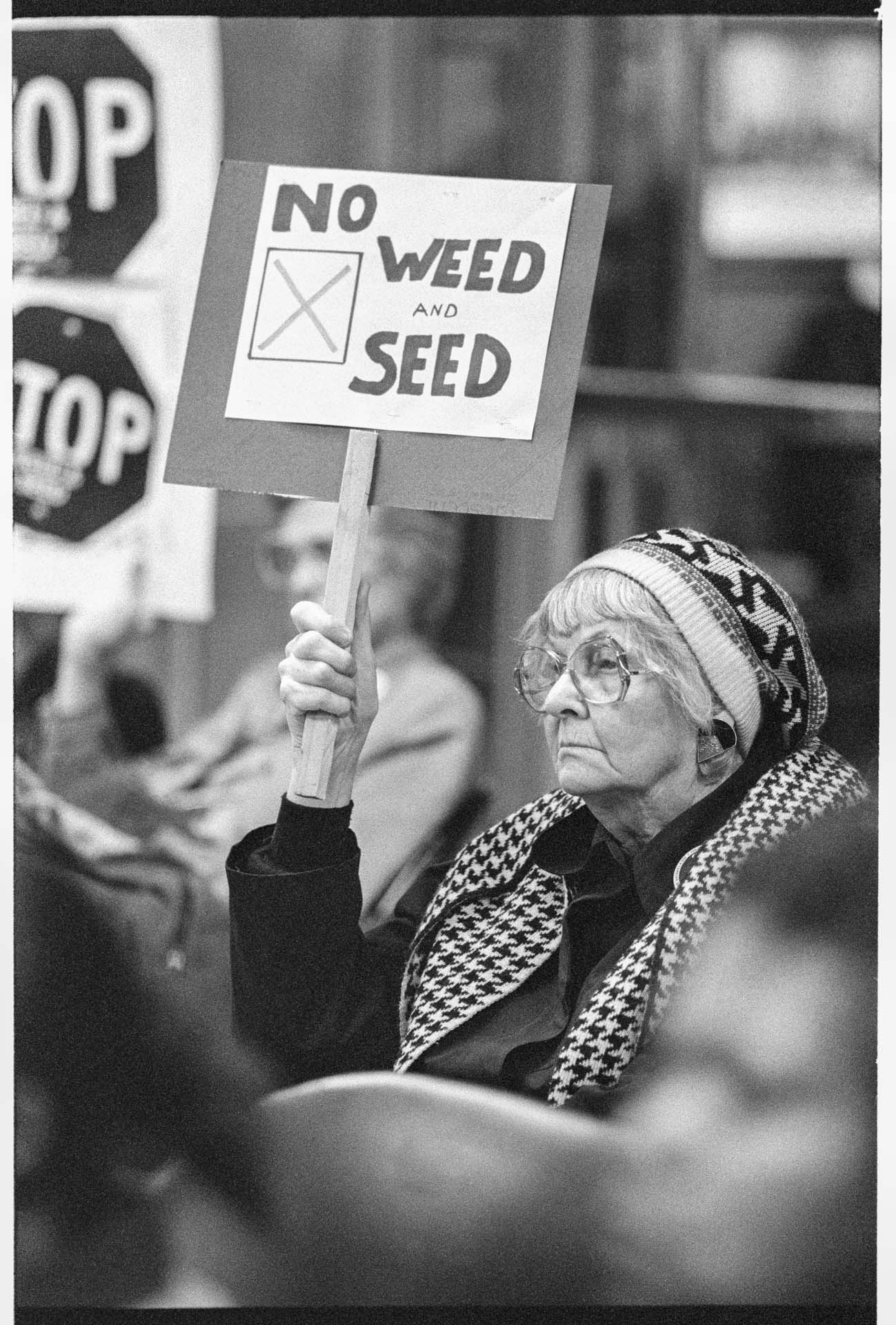 Image of Weed and Seed protester at City Council meeting, Seattle, December 14, 1992
